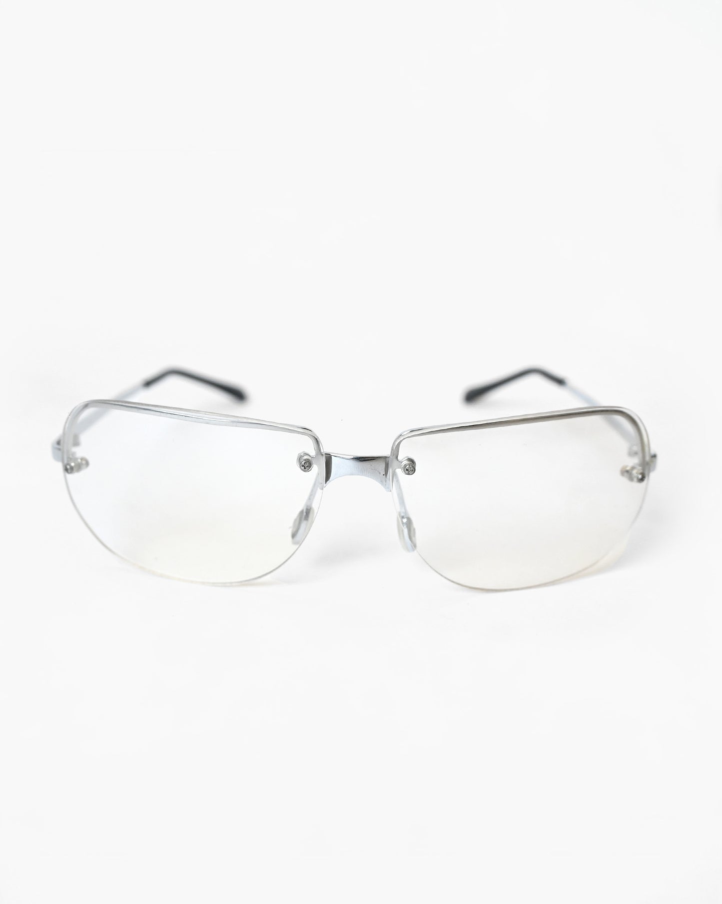 NOS 90s Clear Frameless Sunglasses - Silver
