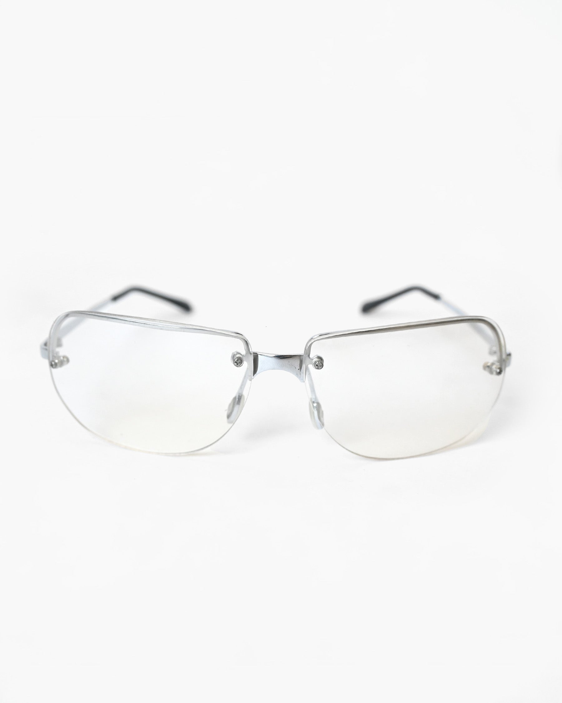 NOS 90s Clear Frameless Sunglasses - Silver
