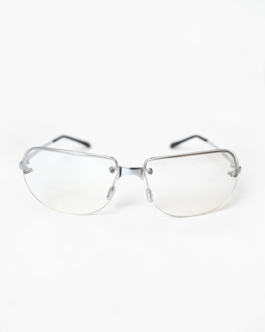 NOS 90s Clear Frameless Sunglasses - Silver