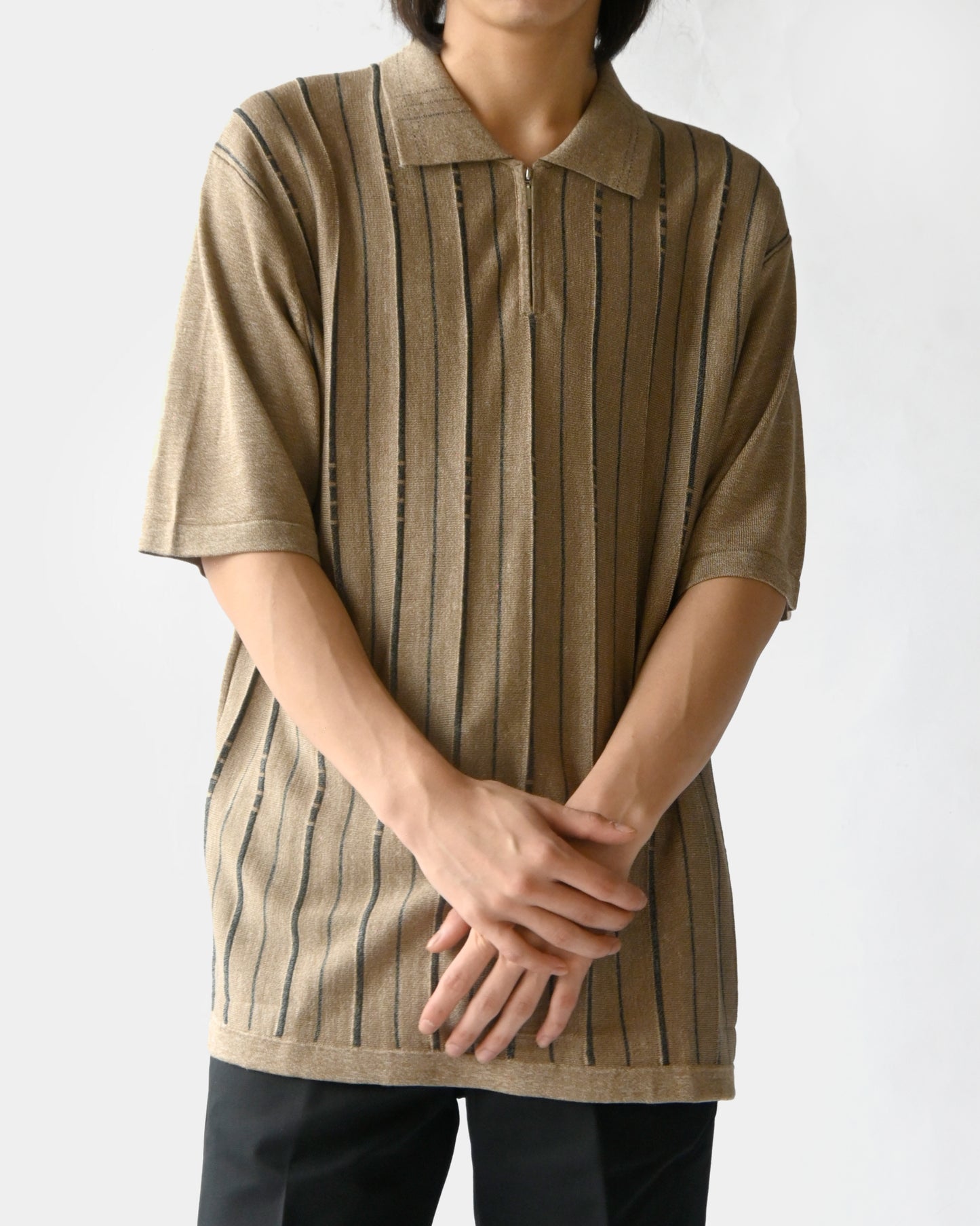 Pull Over Zip Polo - Beige