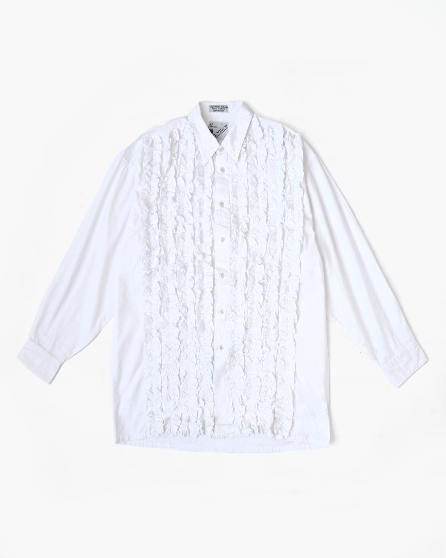 100% Cotton White Ruffle Shirt