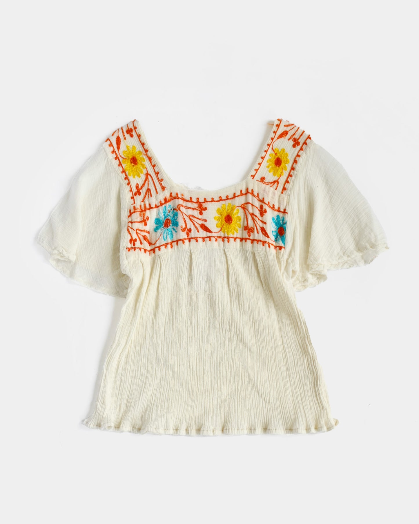 1970's Hand Embroidered Cotton Top