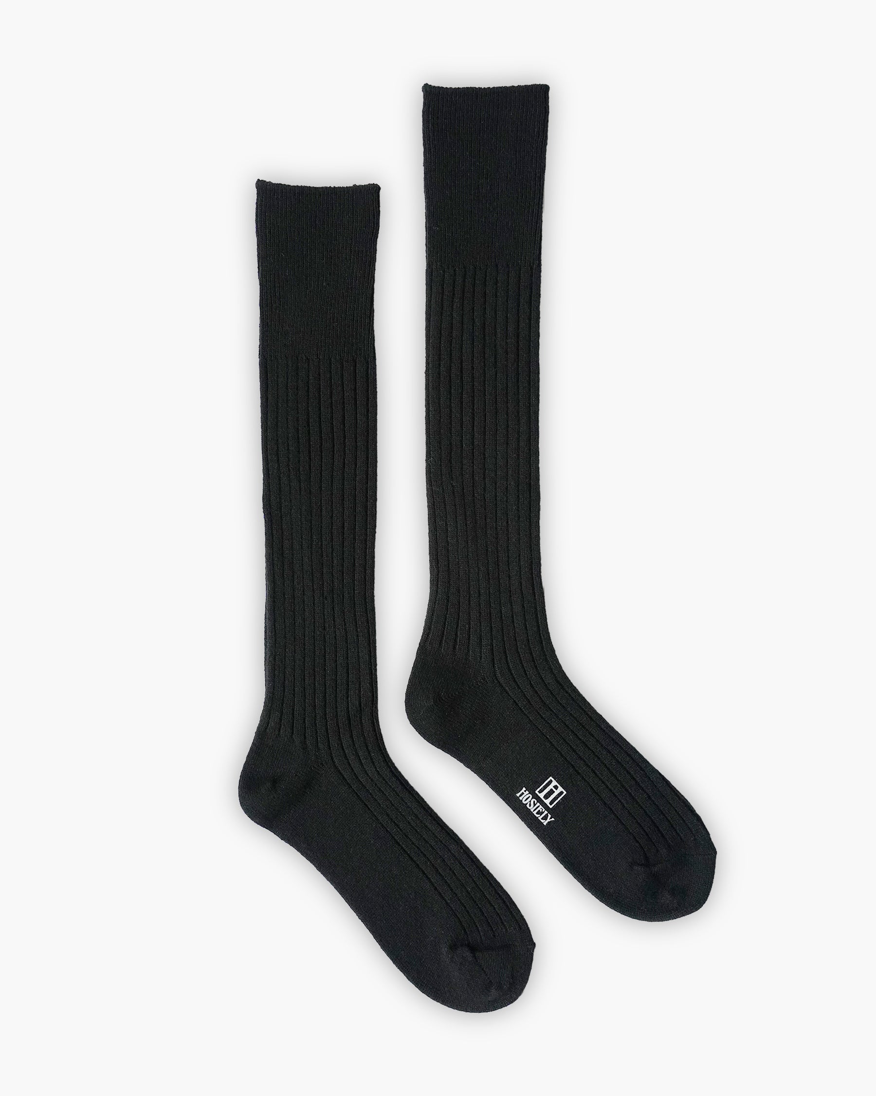 404 Rib Cashmere Wool Hi Socks - Black