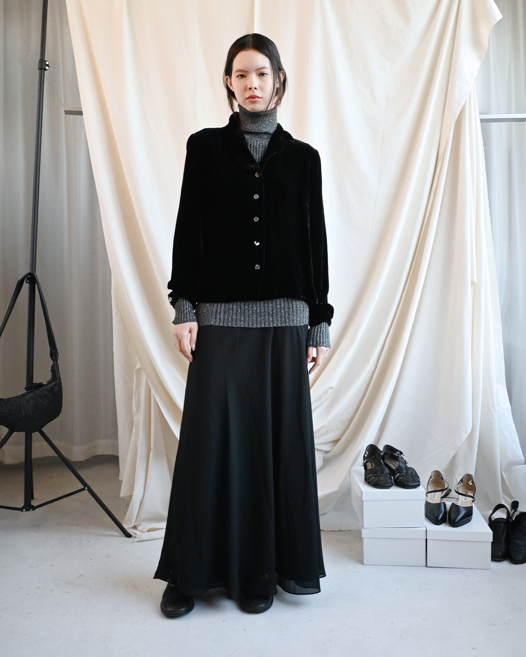 Velour Open Collar Shirt