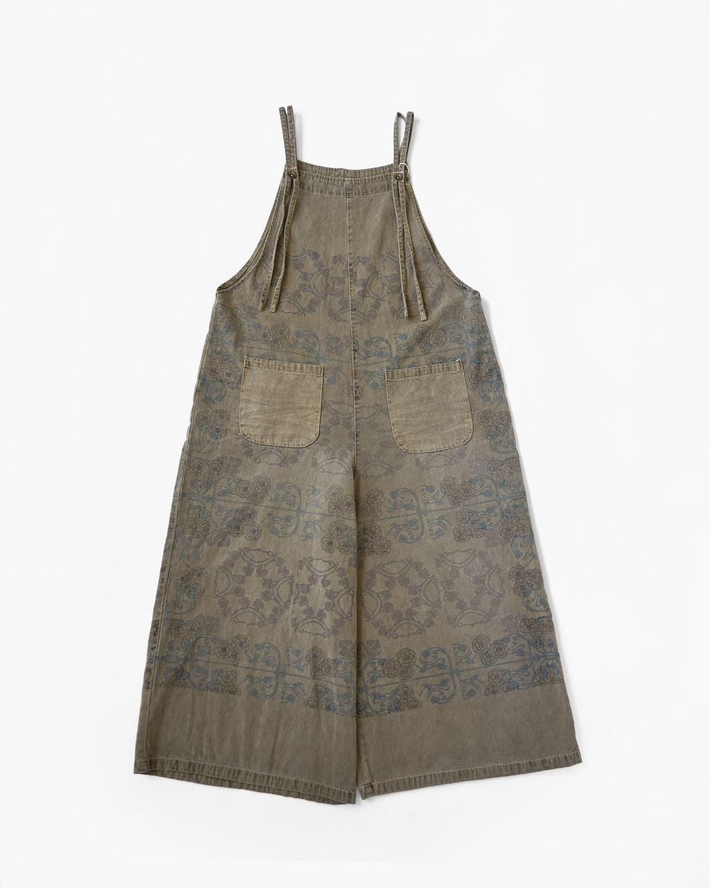 Cotton Wide-Leg Patterned Overalls