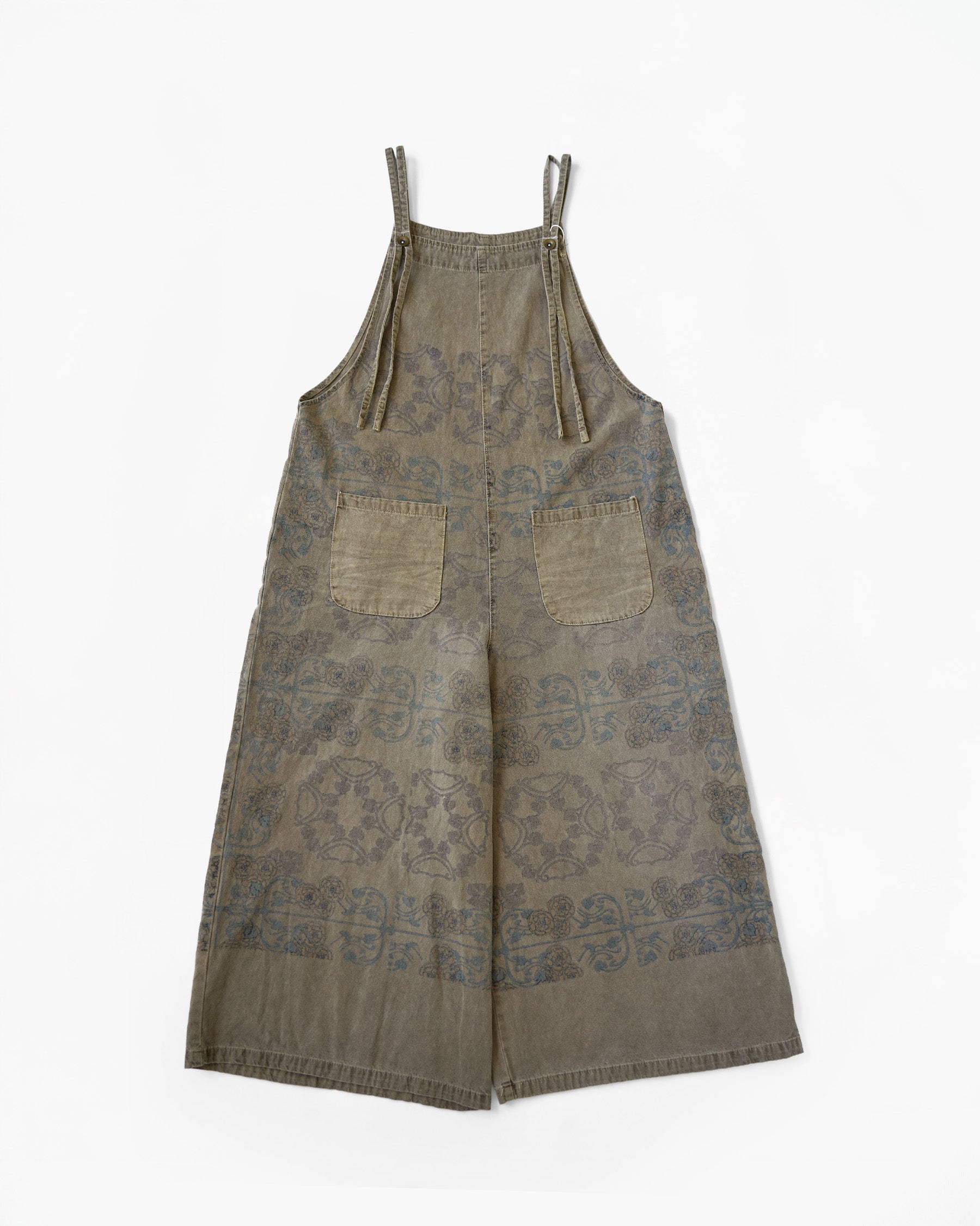 Cotton Wide-Leg Patterned Overalls