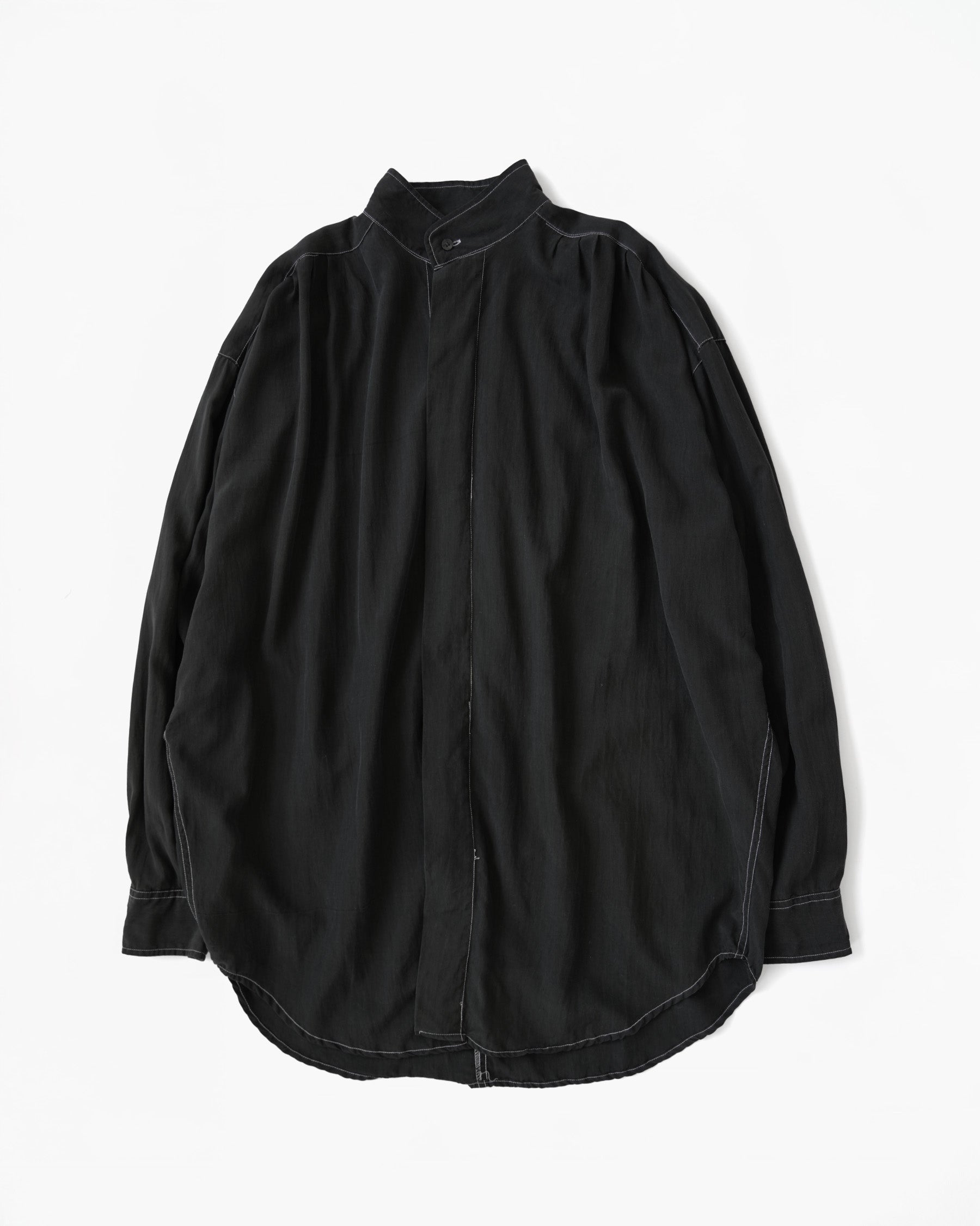 Overdyed Silk Stand Collar Shirt