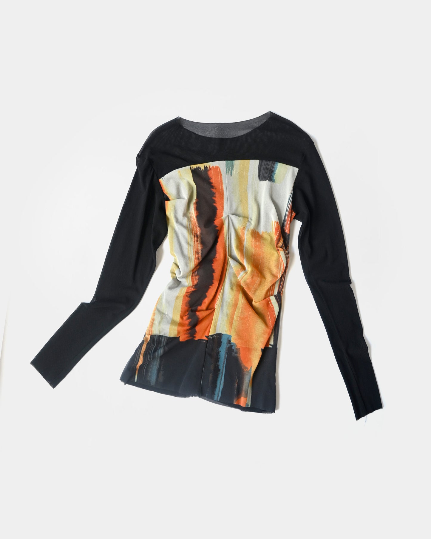 Printed L/S Sheer Top