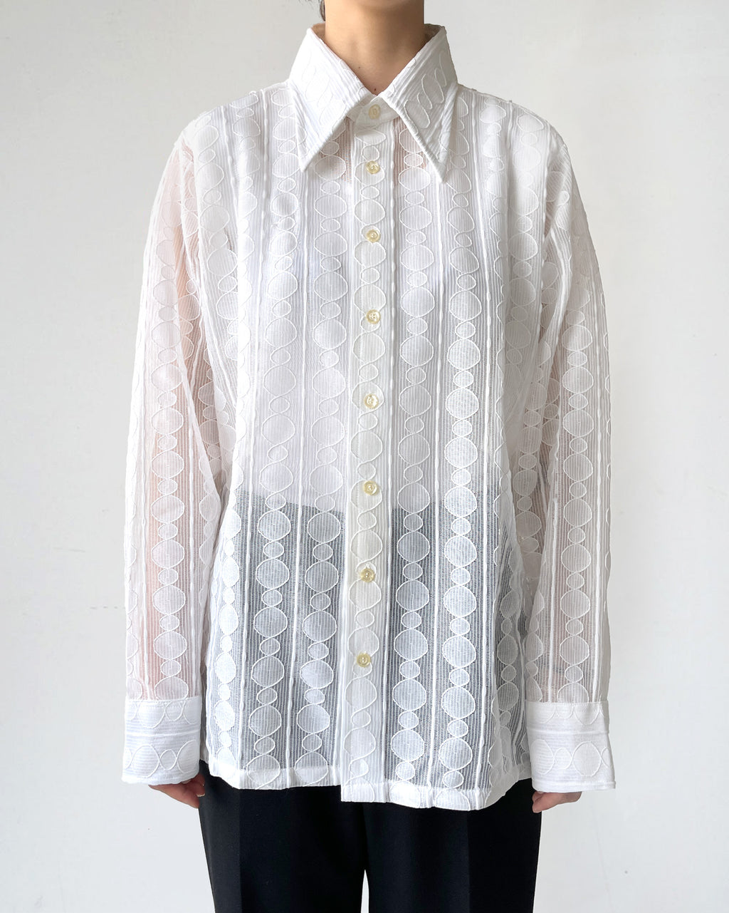 70's White Lace L/S Shirt