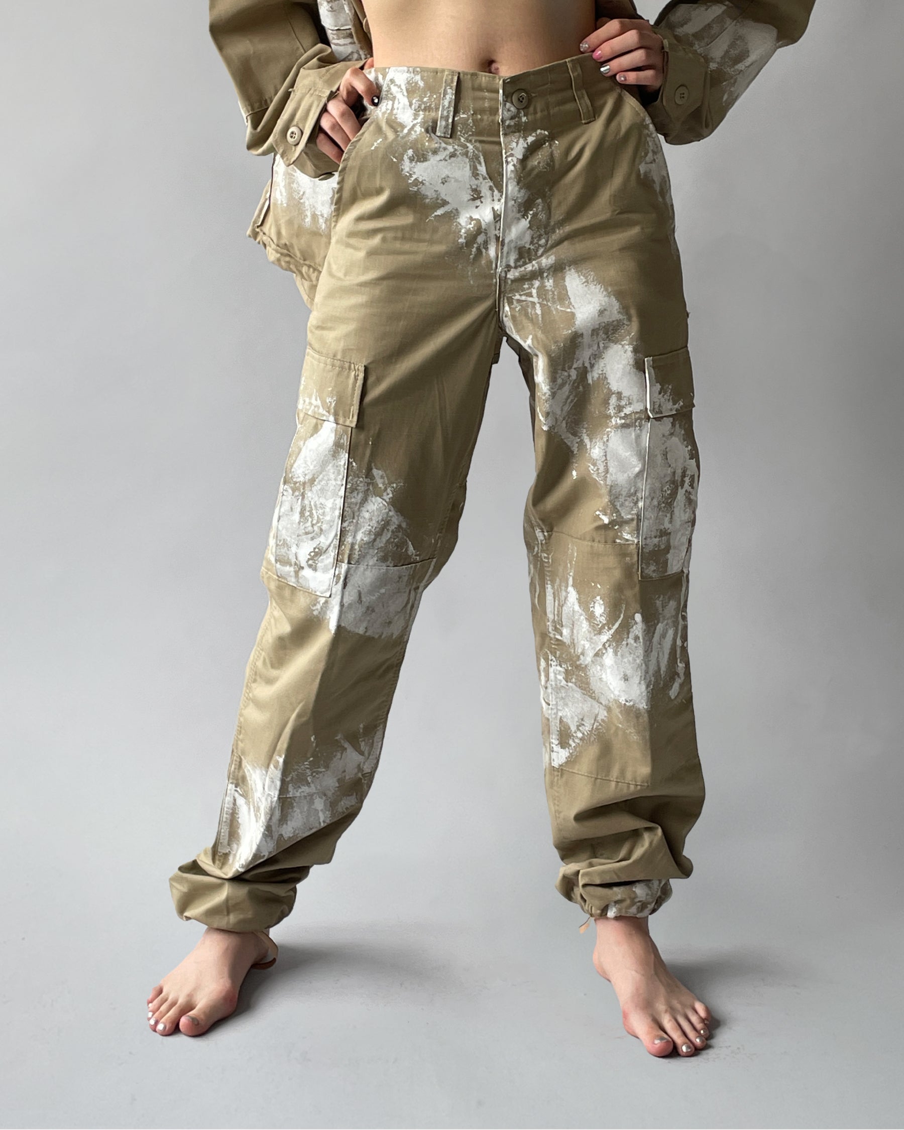 404irregular - Painted 6 Pockets Pants - Beige