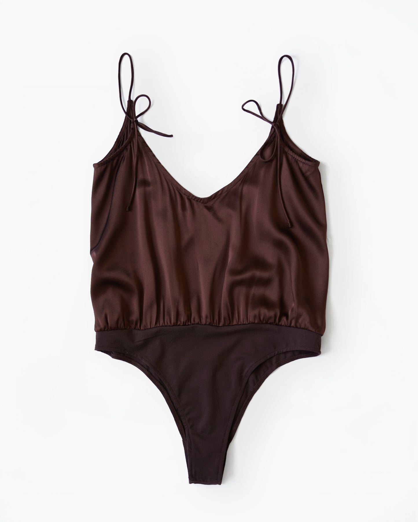 Silk Camisole Bodysuits - Brown