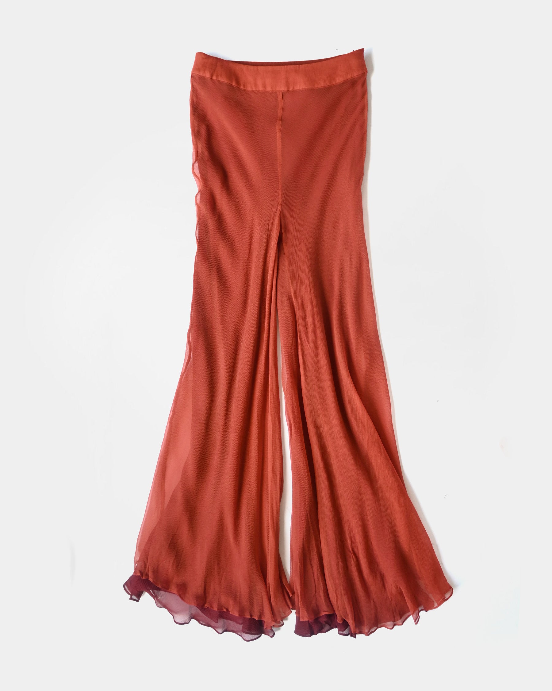 "ROMEO GIGLI" Silk Flare Pants - Wine