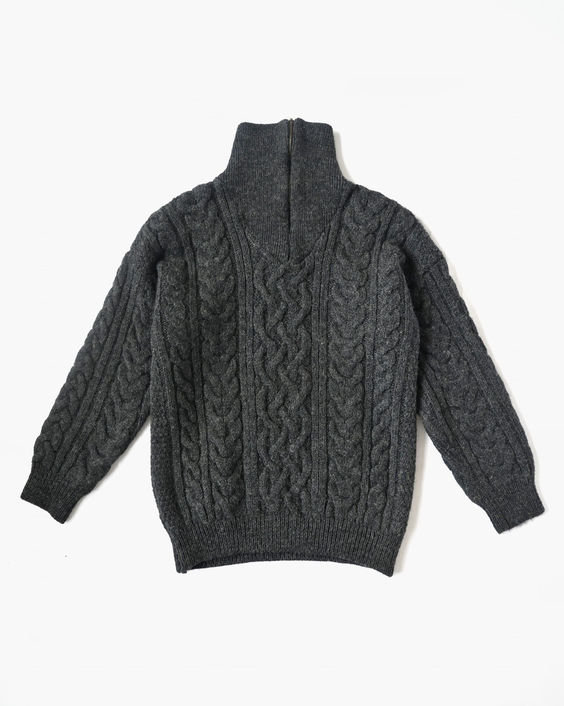 Cable Zip-up Knit Pullover