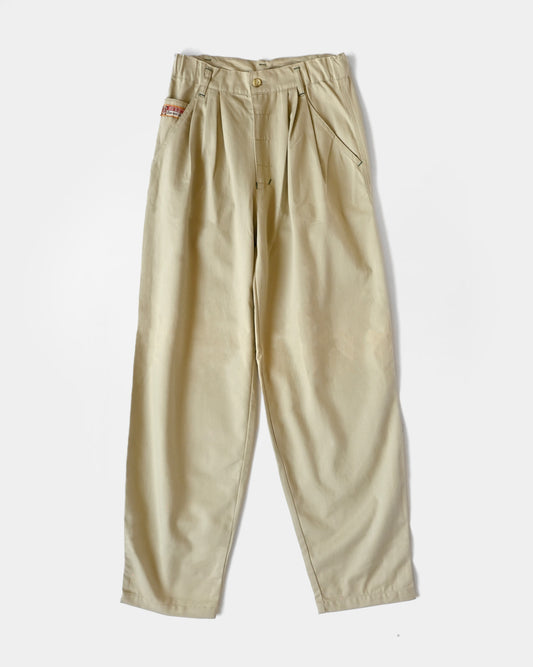 60'S Tuck Front Pants - Beige