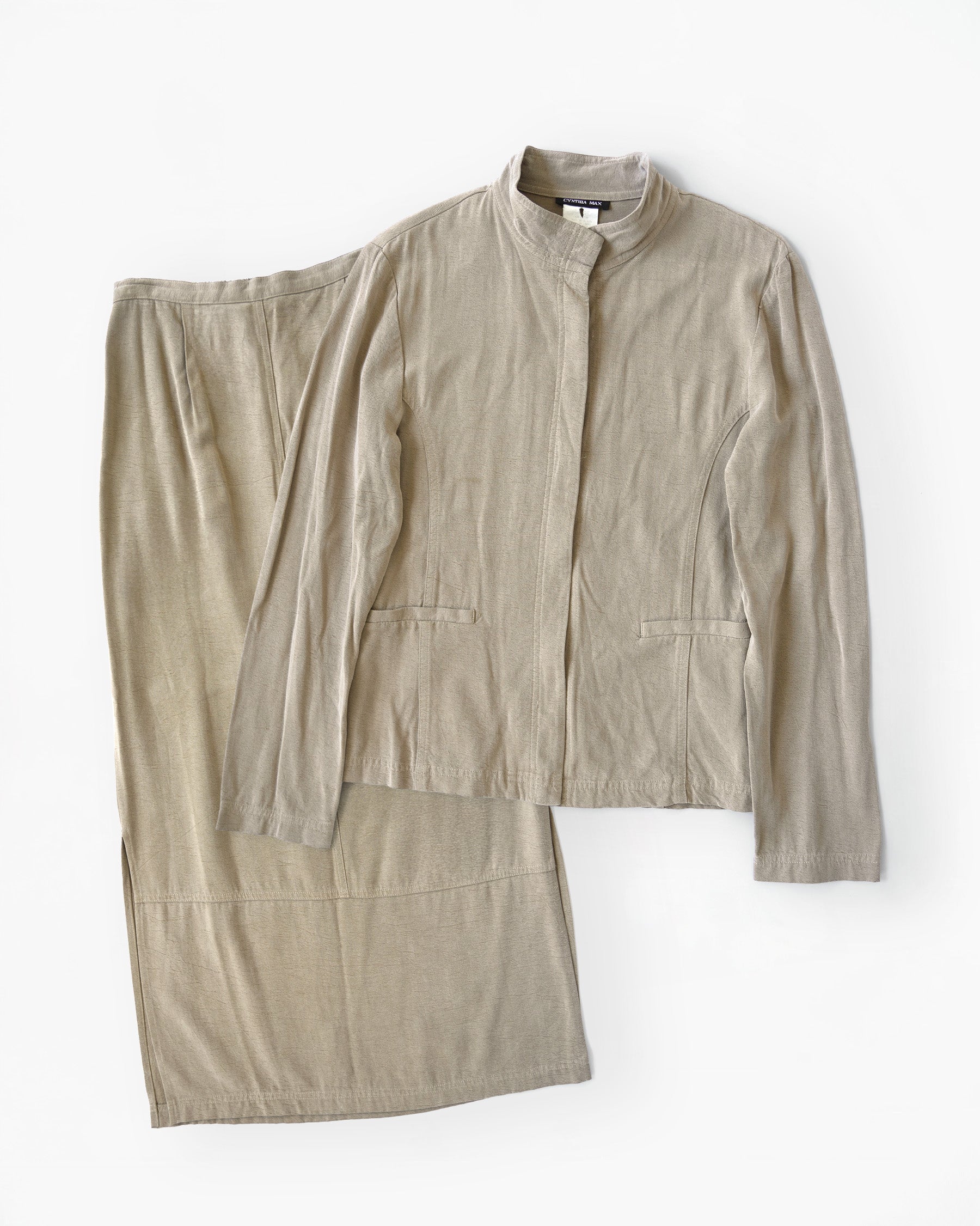Stand Collar Jacket & Skirt Set