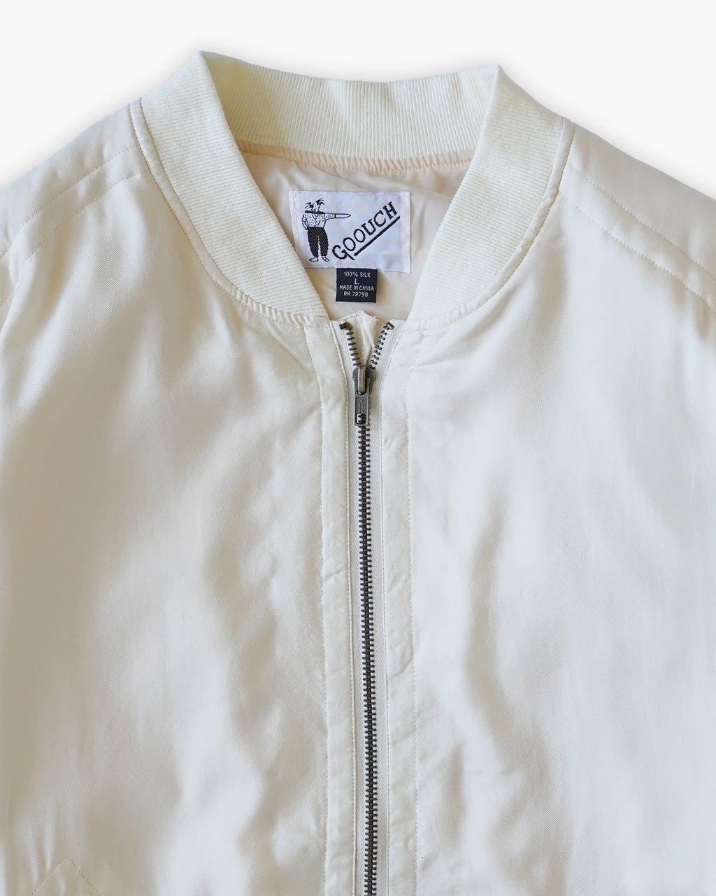 100% Silk Zip Up Jacket - White