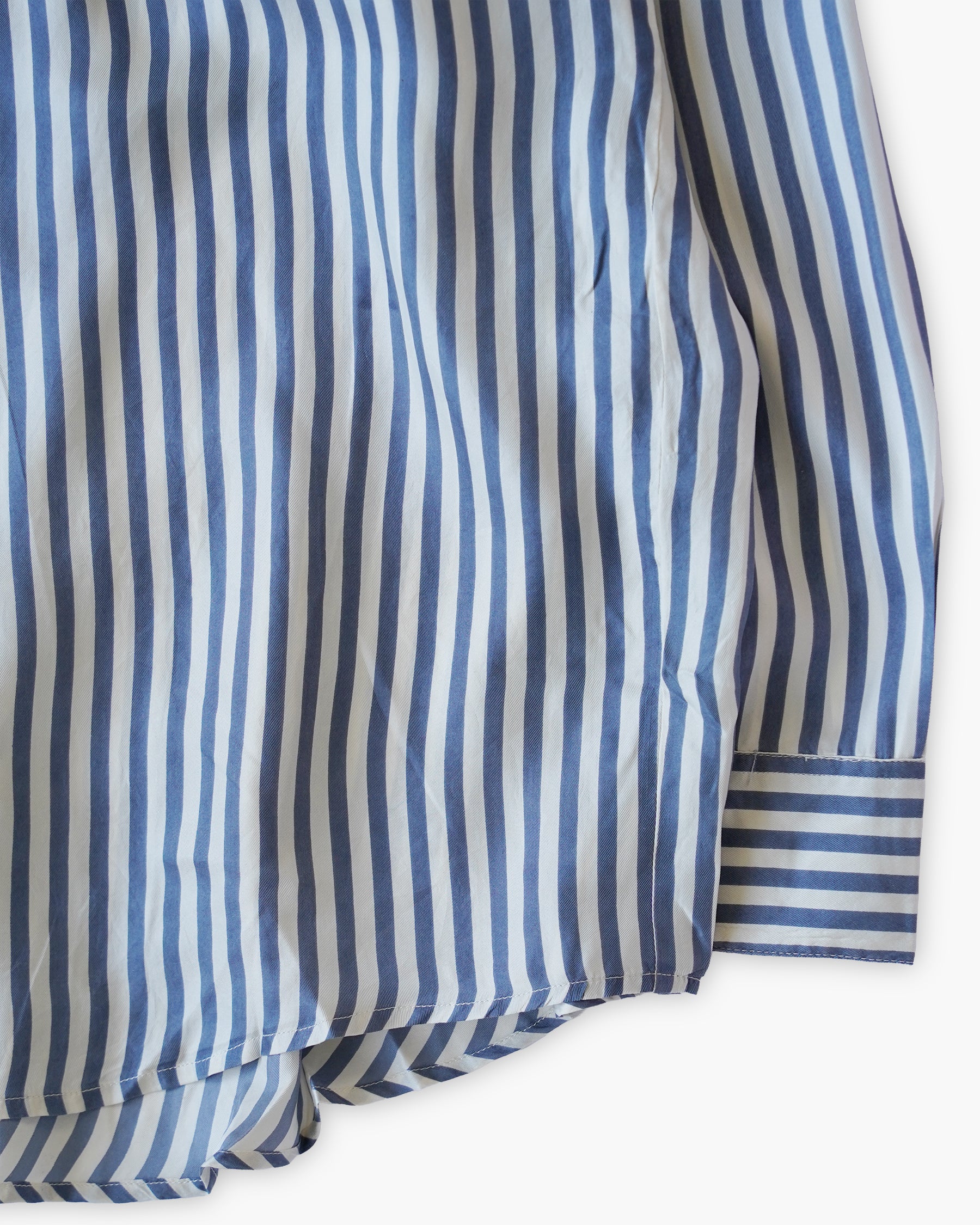 "GOOUCH" 100% Silk Striped L/S Shirts - Blue