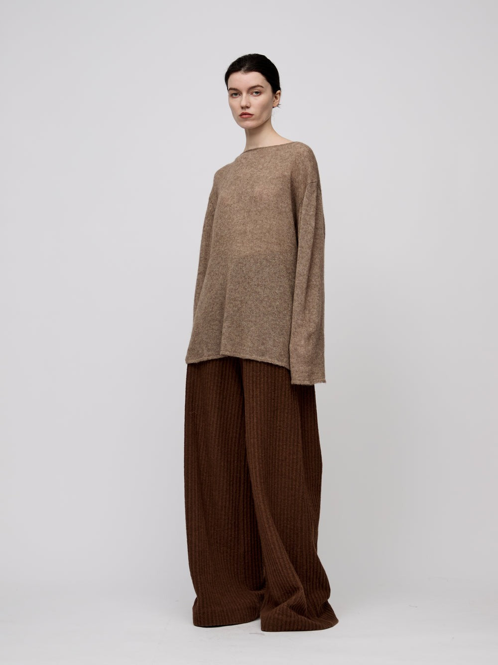 "RUOHAN" BROWN KNIT COMINO TOP