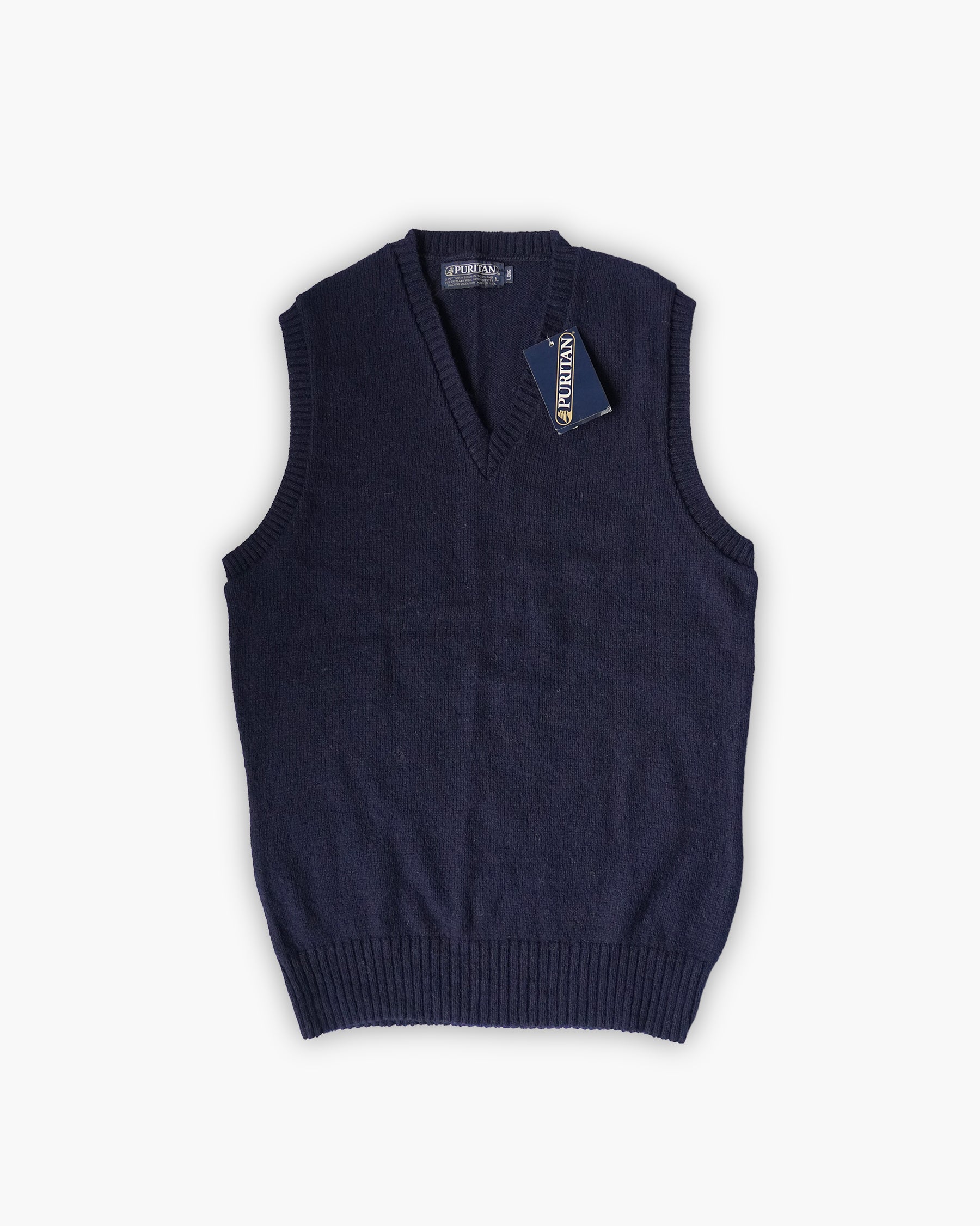 Wool Knit Vest - Navy
