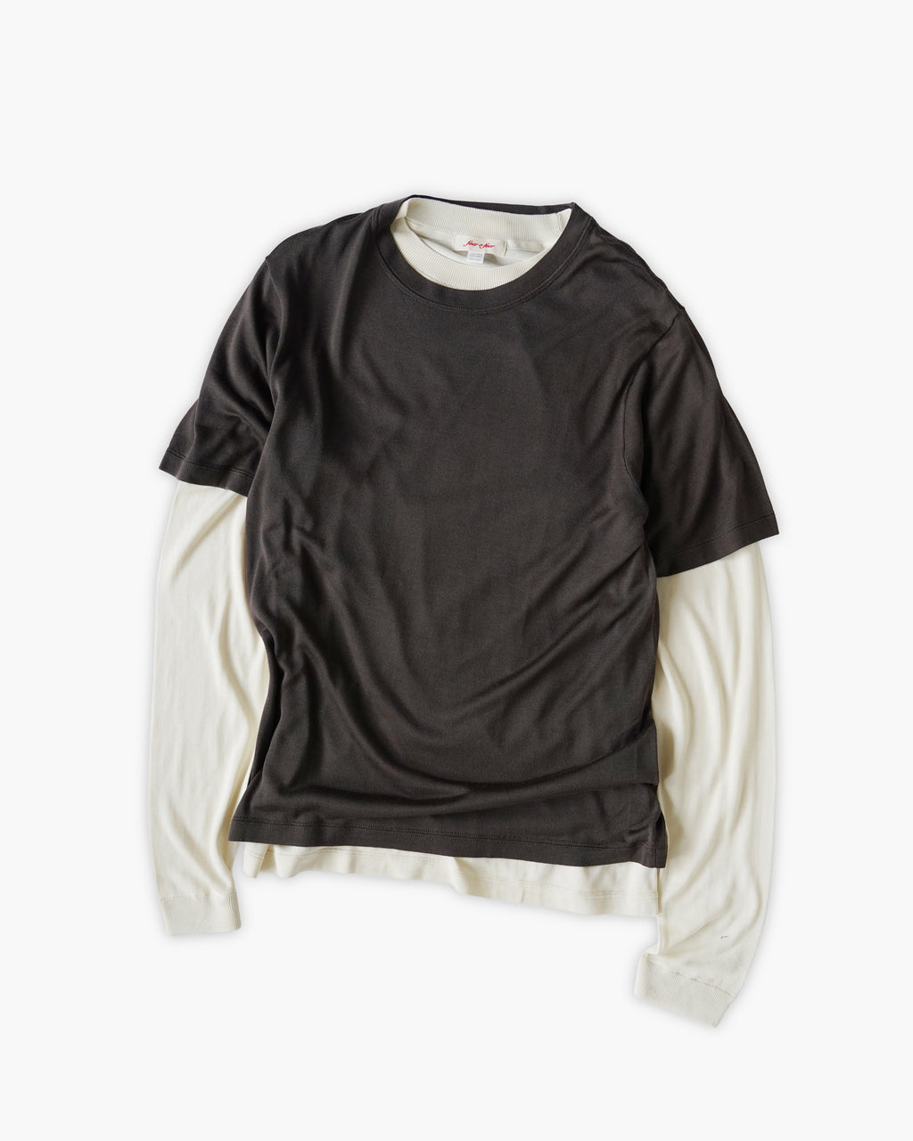 100% Washable Silk Tee S/S - Charcoal Brown