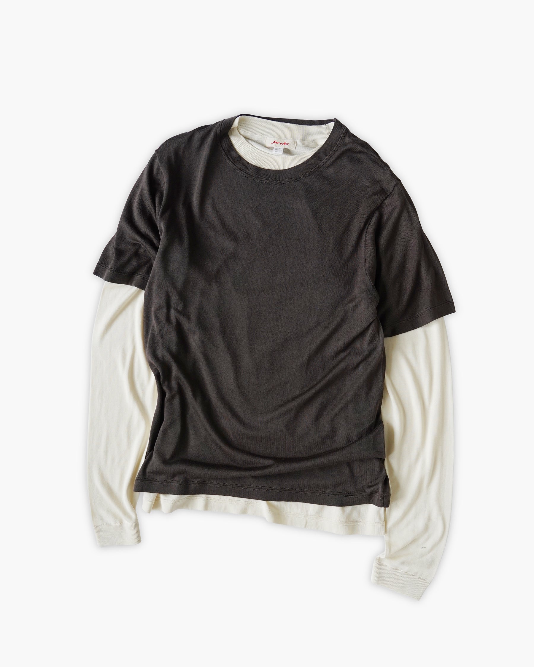 100% Washable Silk Tee S/S - Charcoal Brown
