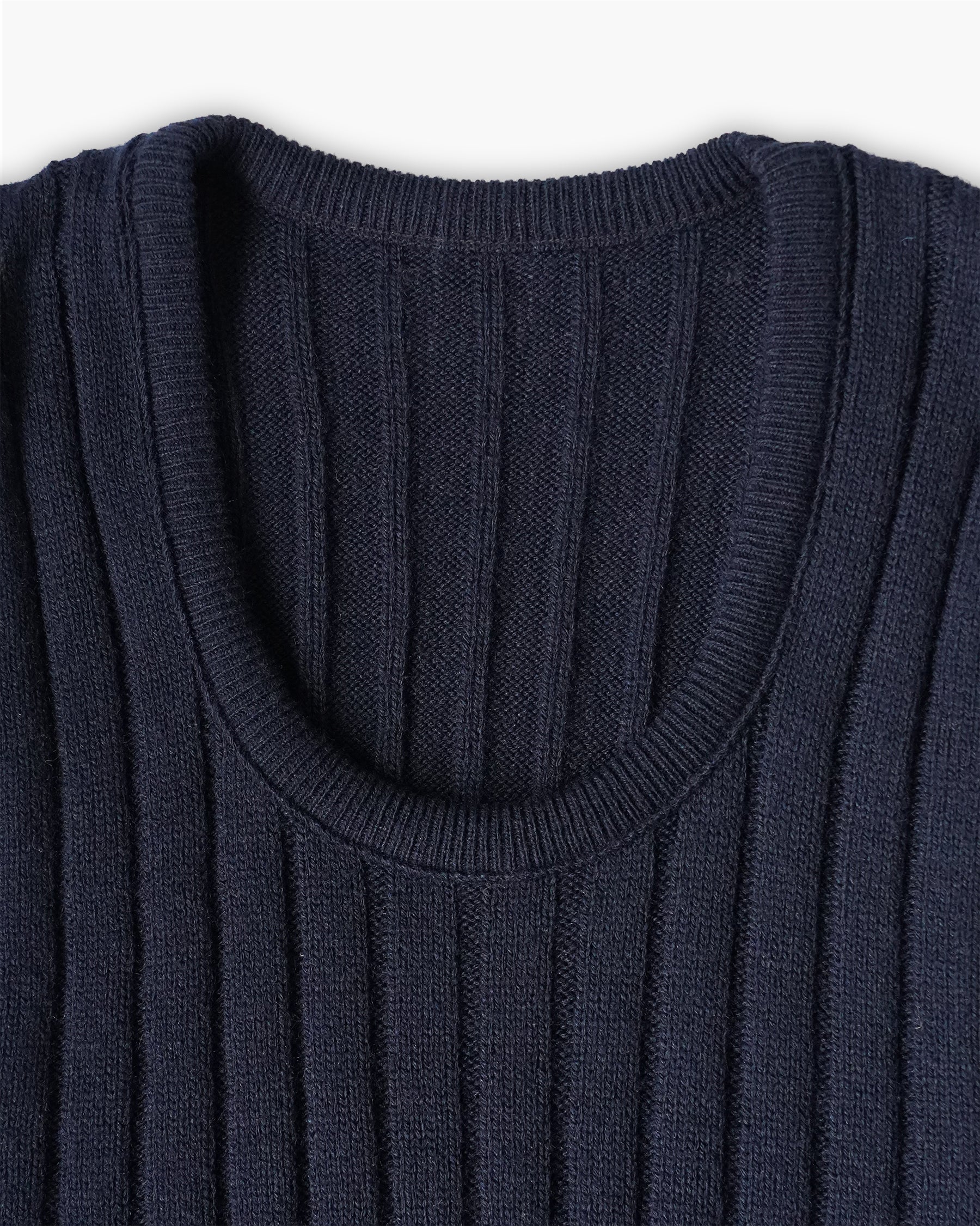 Acrylic Crew Neck Knit Vest - Navy