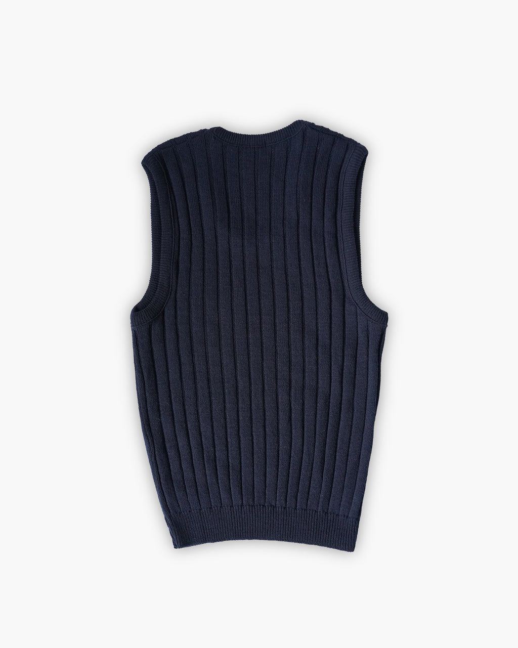 Acrylic Crew Neck Knit Vest - Navy