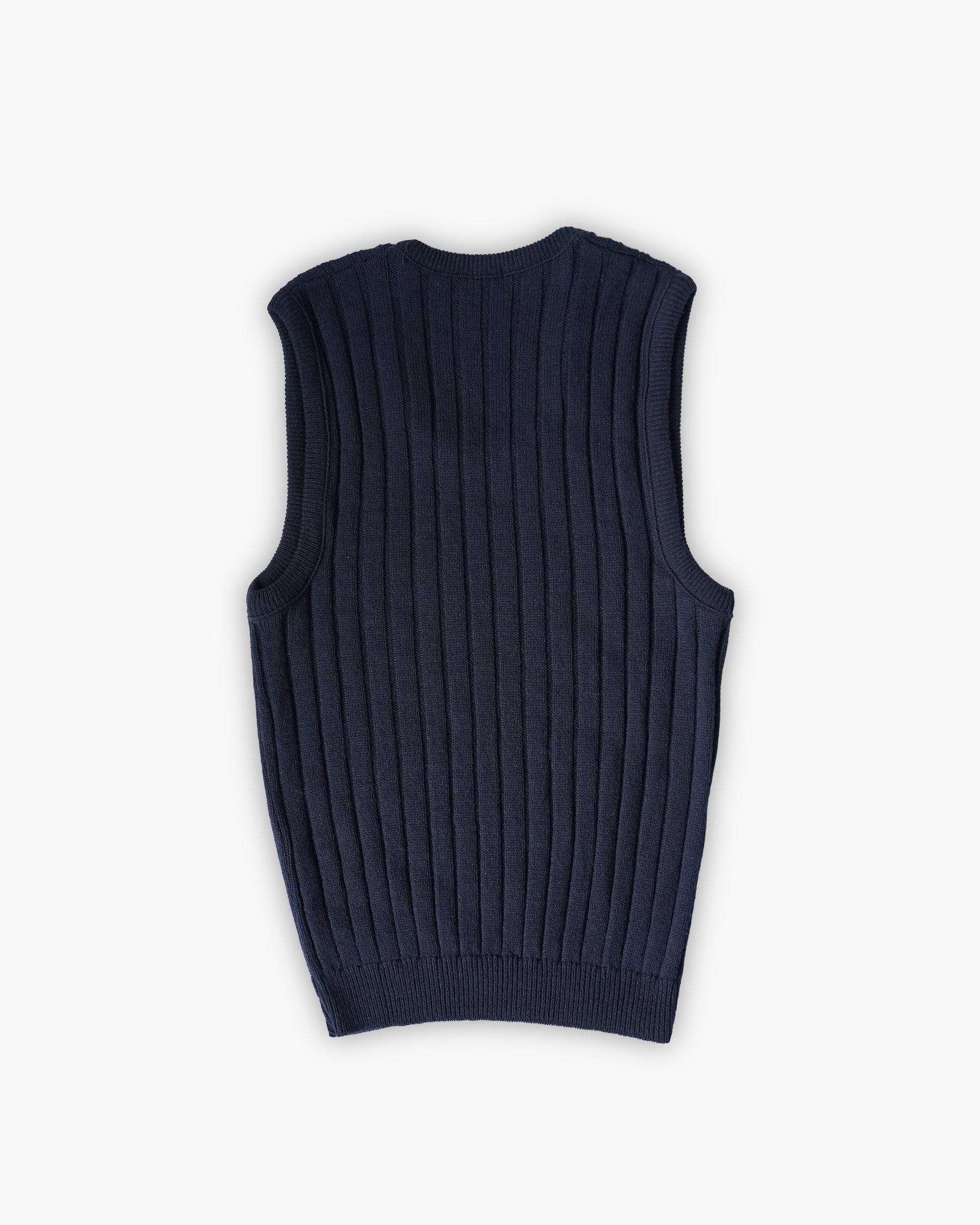 Acrylic Crew Neck Knit Vest - Navy