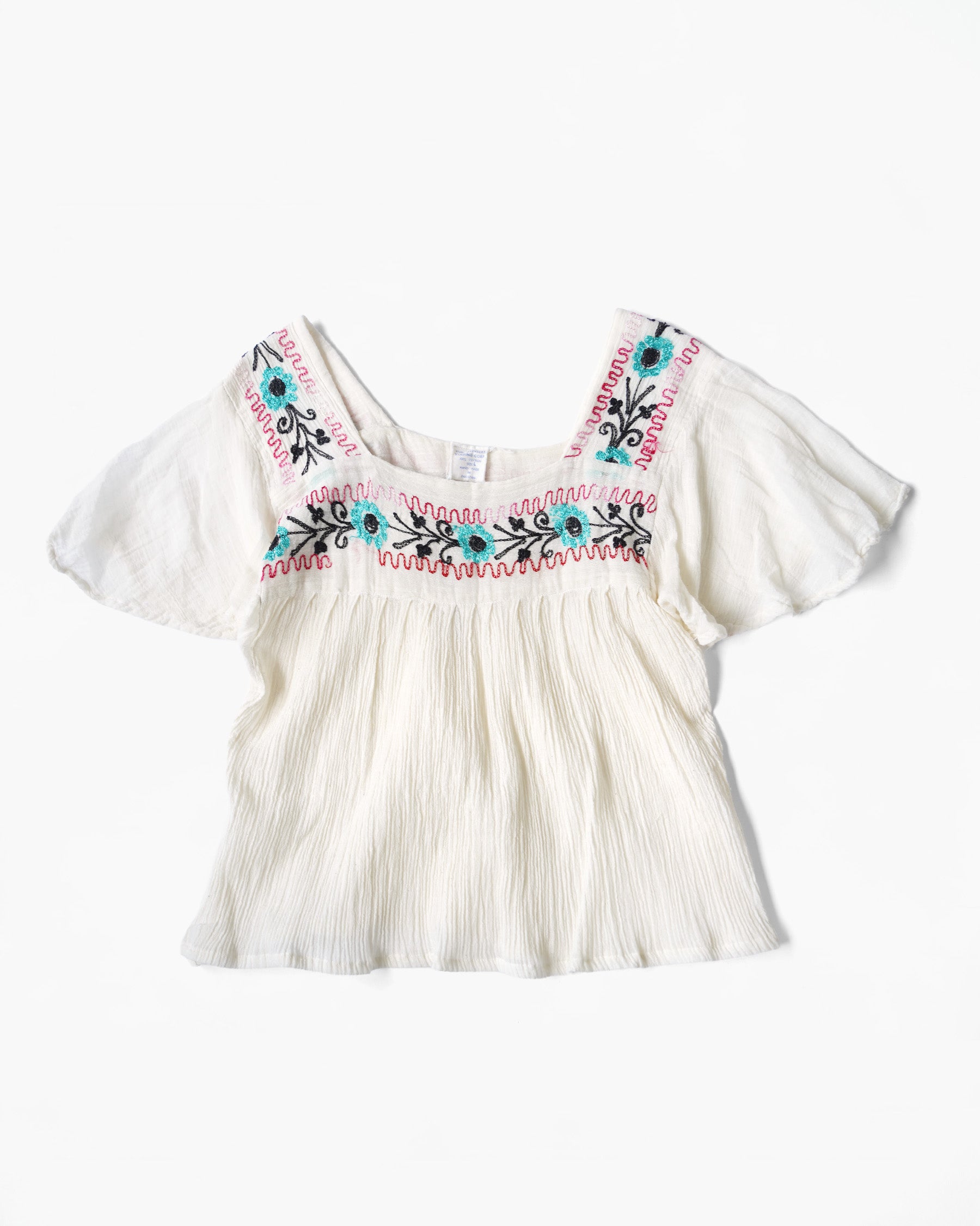 1970's Hand Embroidered Cotton Top