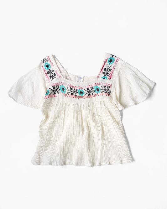 1970's Hand Embroidered Cotton Top