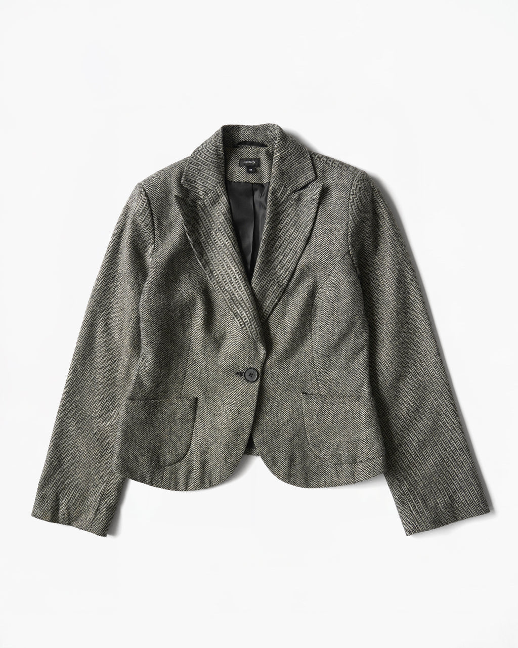 90s Cropped Herringbone Tailored Jacket