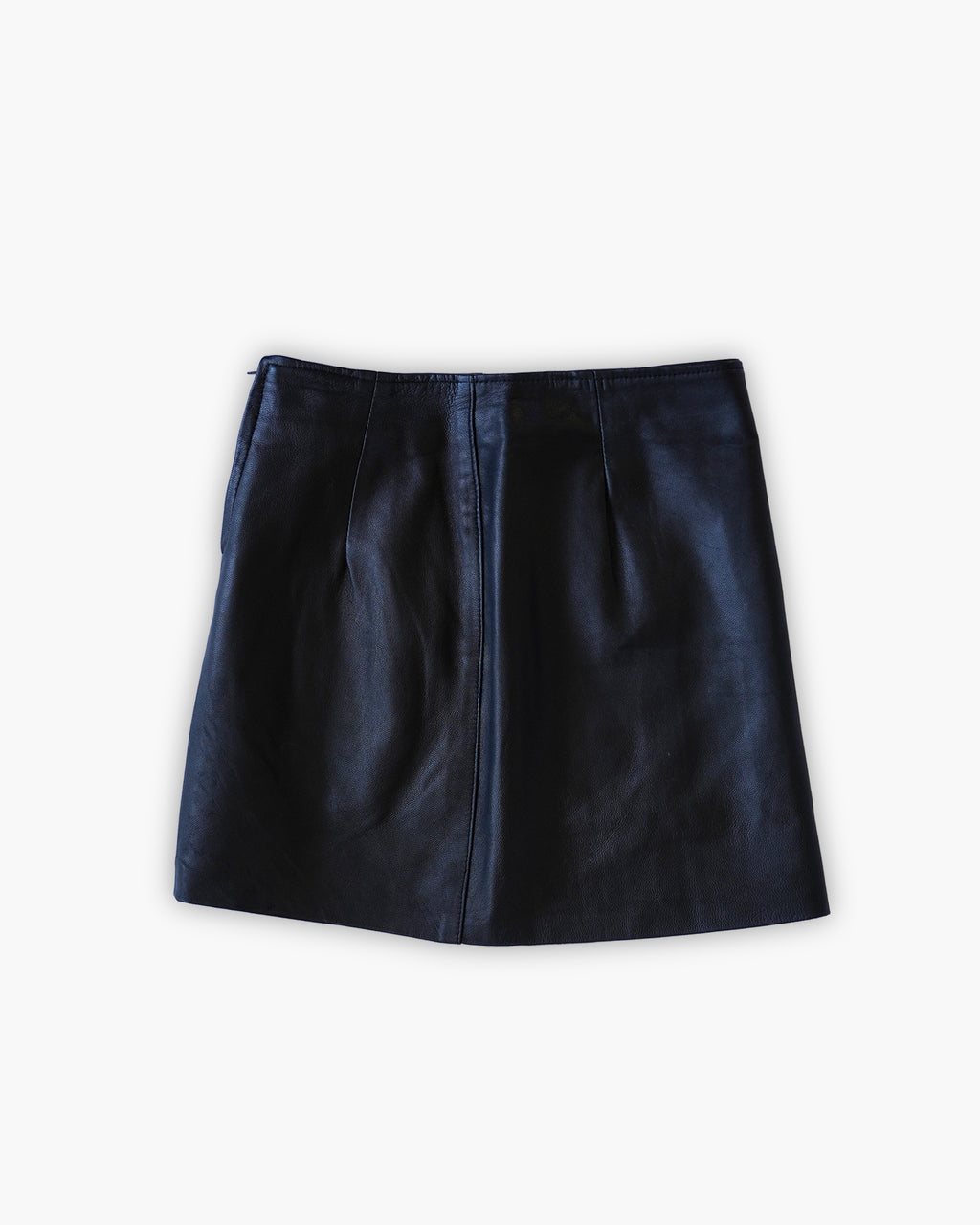Slit Leather Mini Skirt