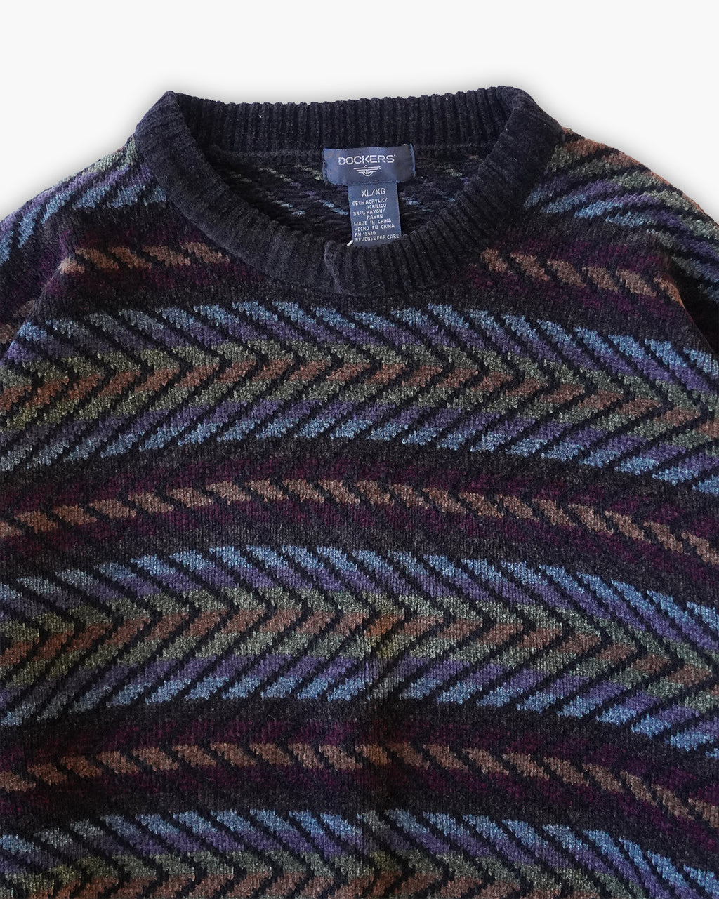 Acrylic x Rayon Crew Neck Patterned Sweater