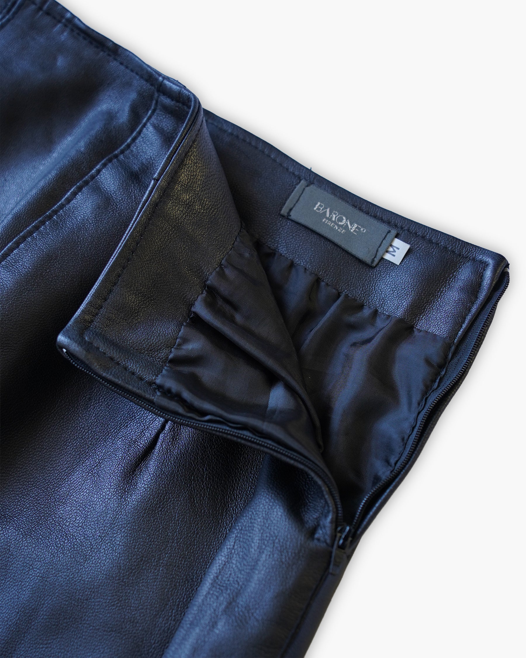 Slit Leather Mini Skirt