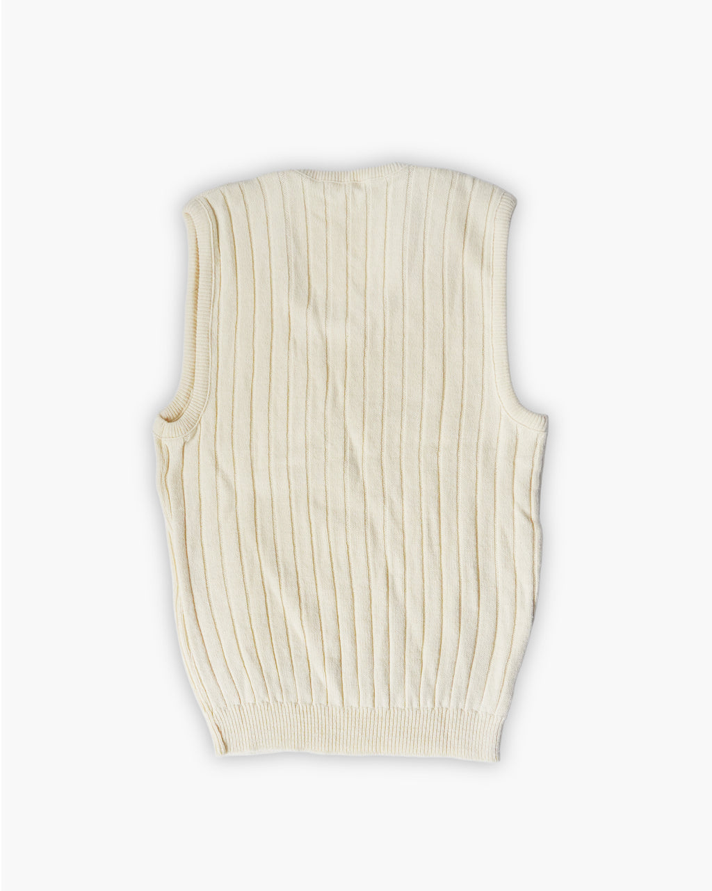 Acrylic Crew Neck Knit Vest - White