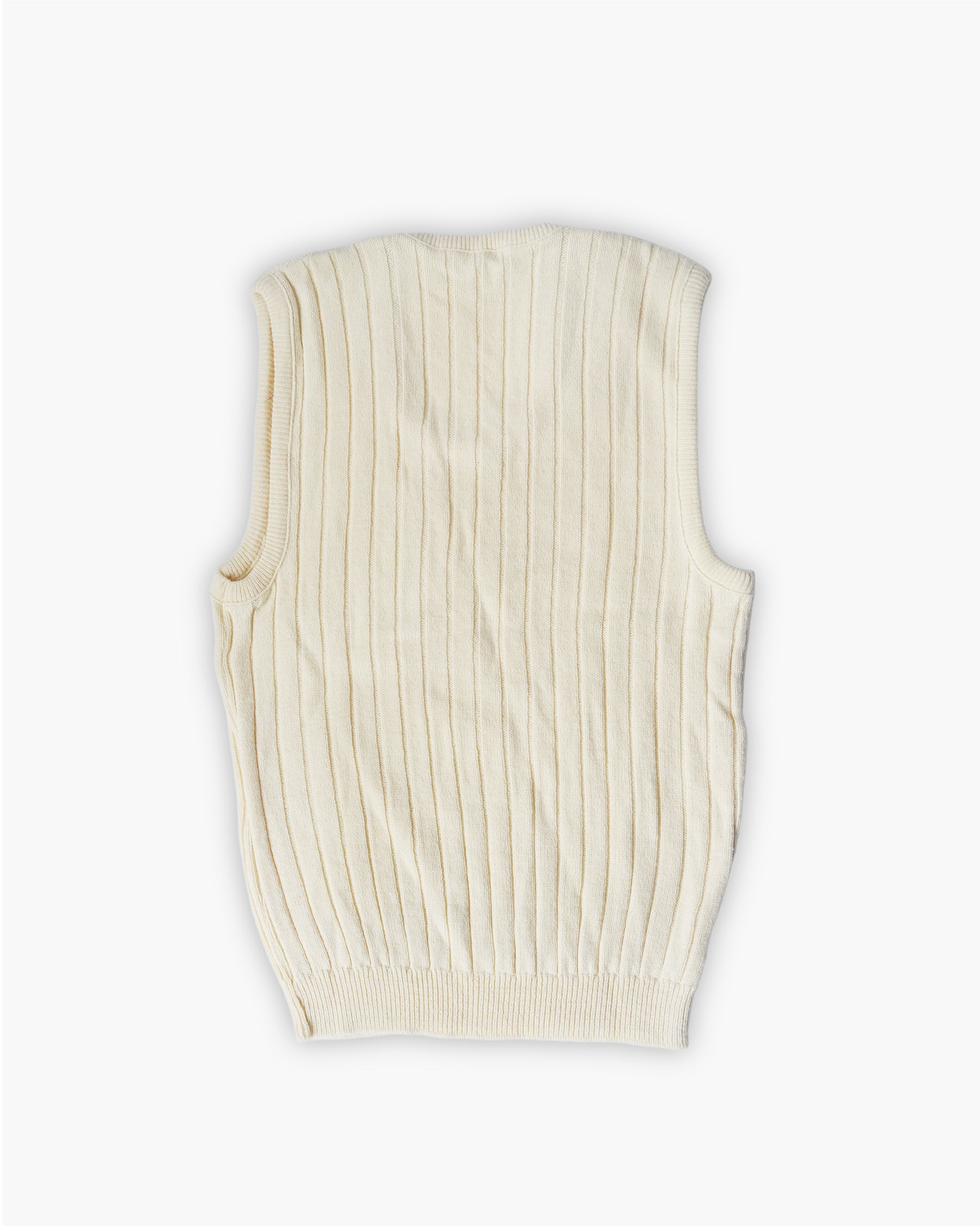 Acrylic Crew Neck Knit Vest - White
