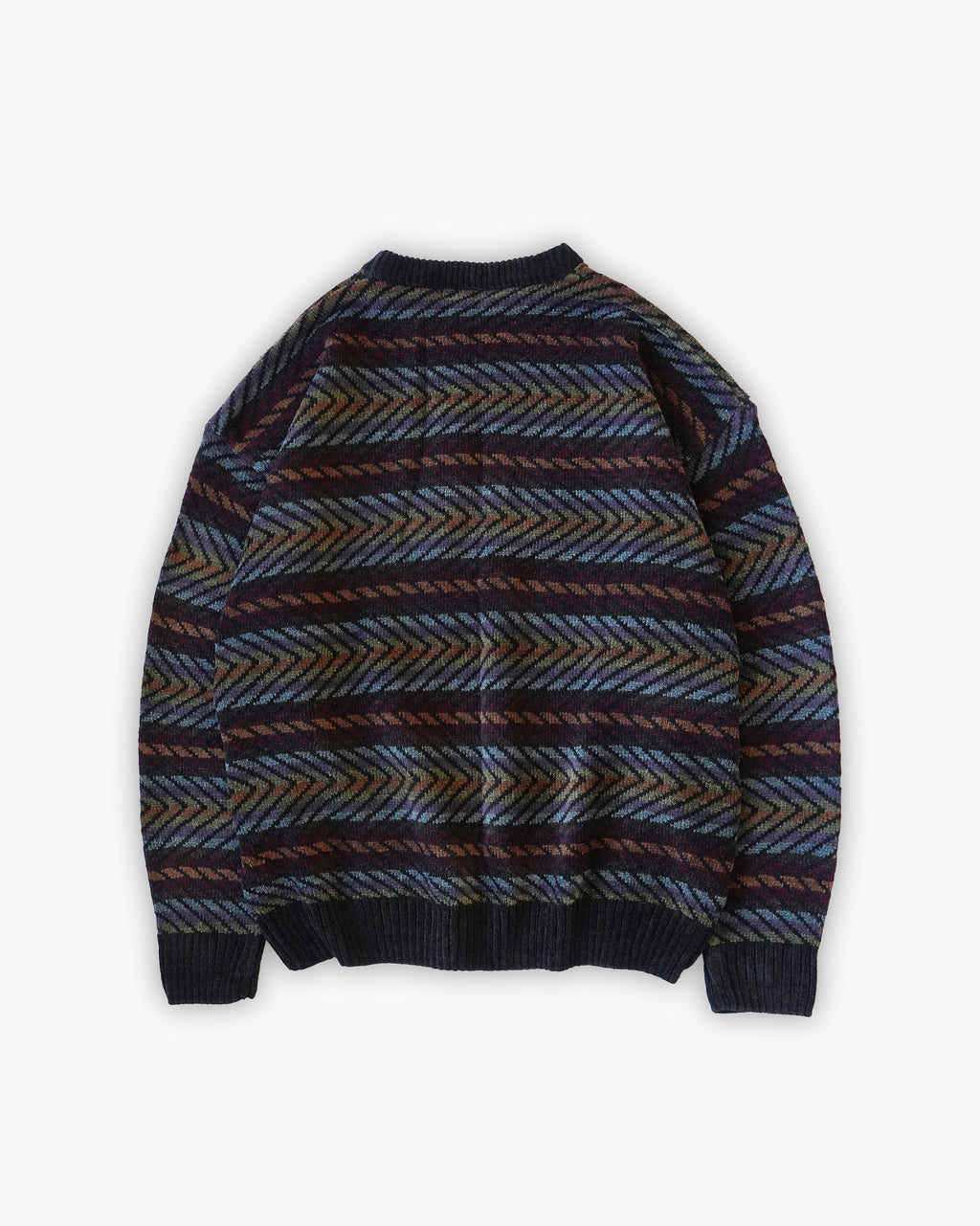 Acrylic x Rayon Crew Neck Patterned Sweater