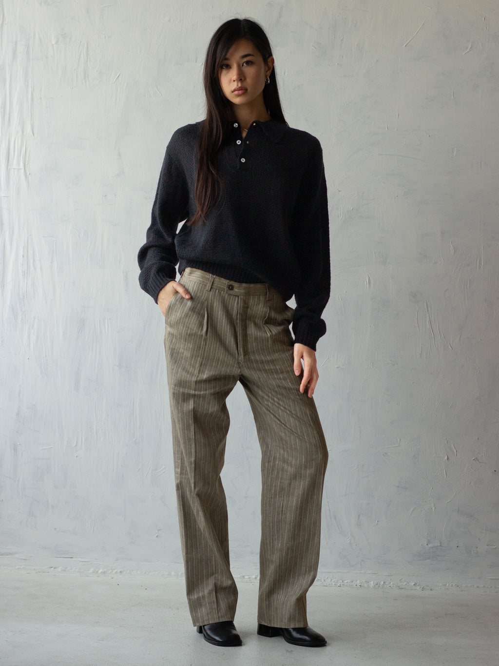404 Mohair Blend Knit Polo - Black