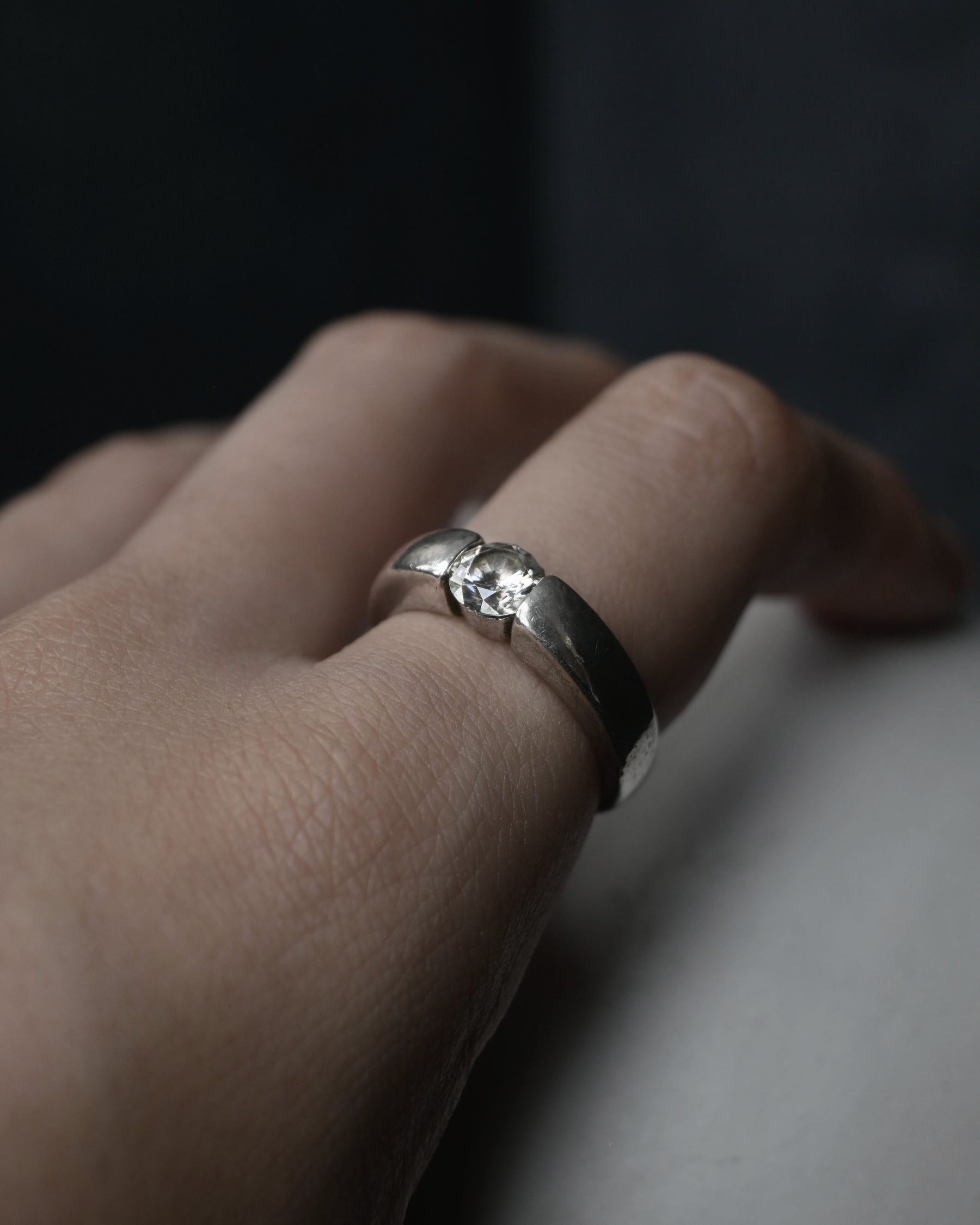CZ Diamond Danish Silver Ring - 11.5号