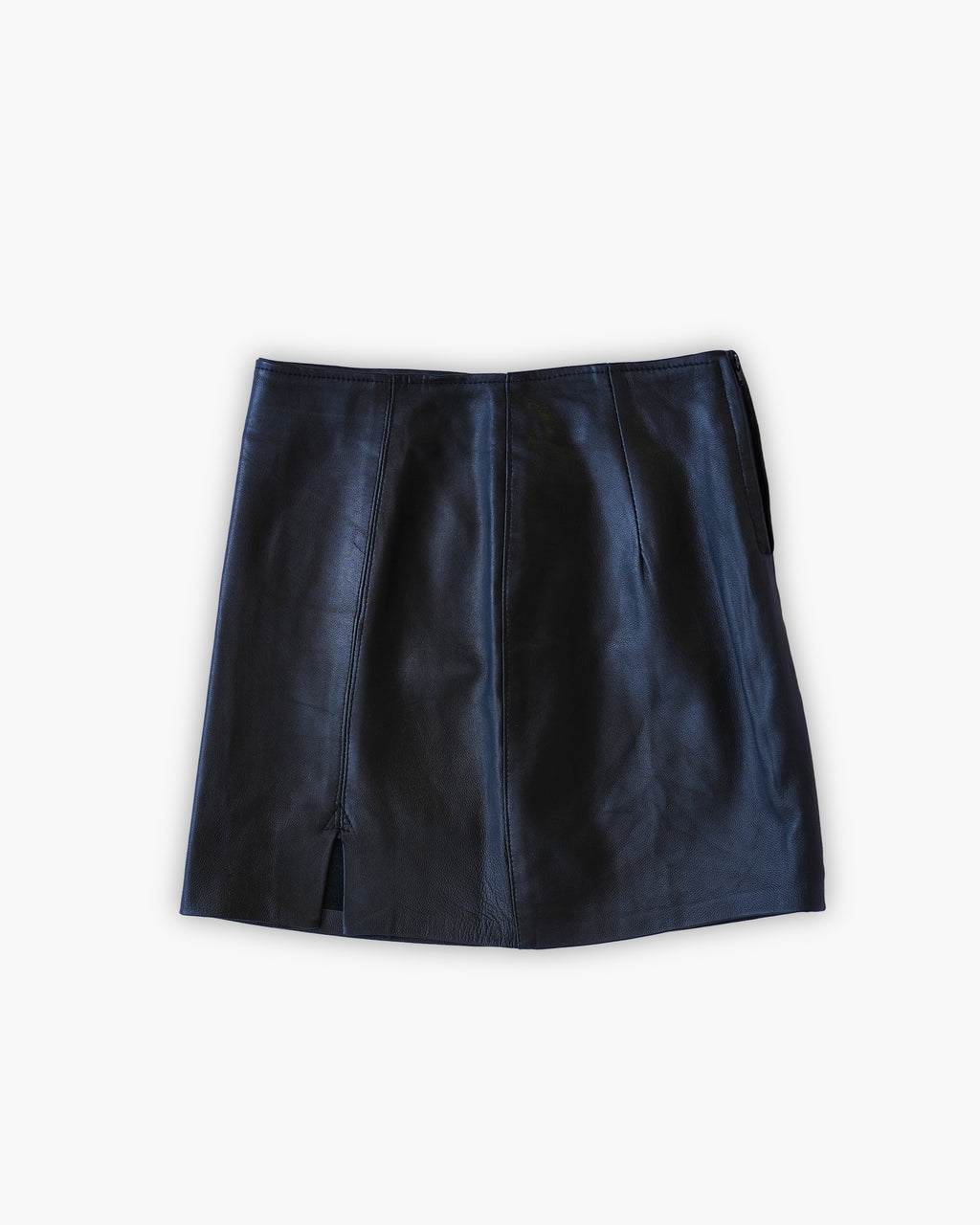 Slit Leather Mini Skirt