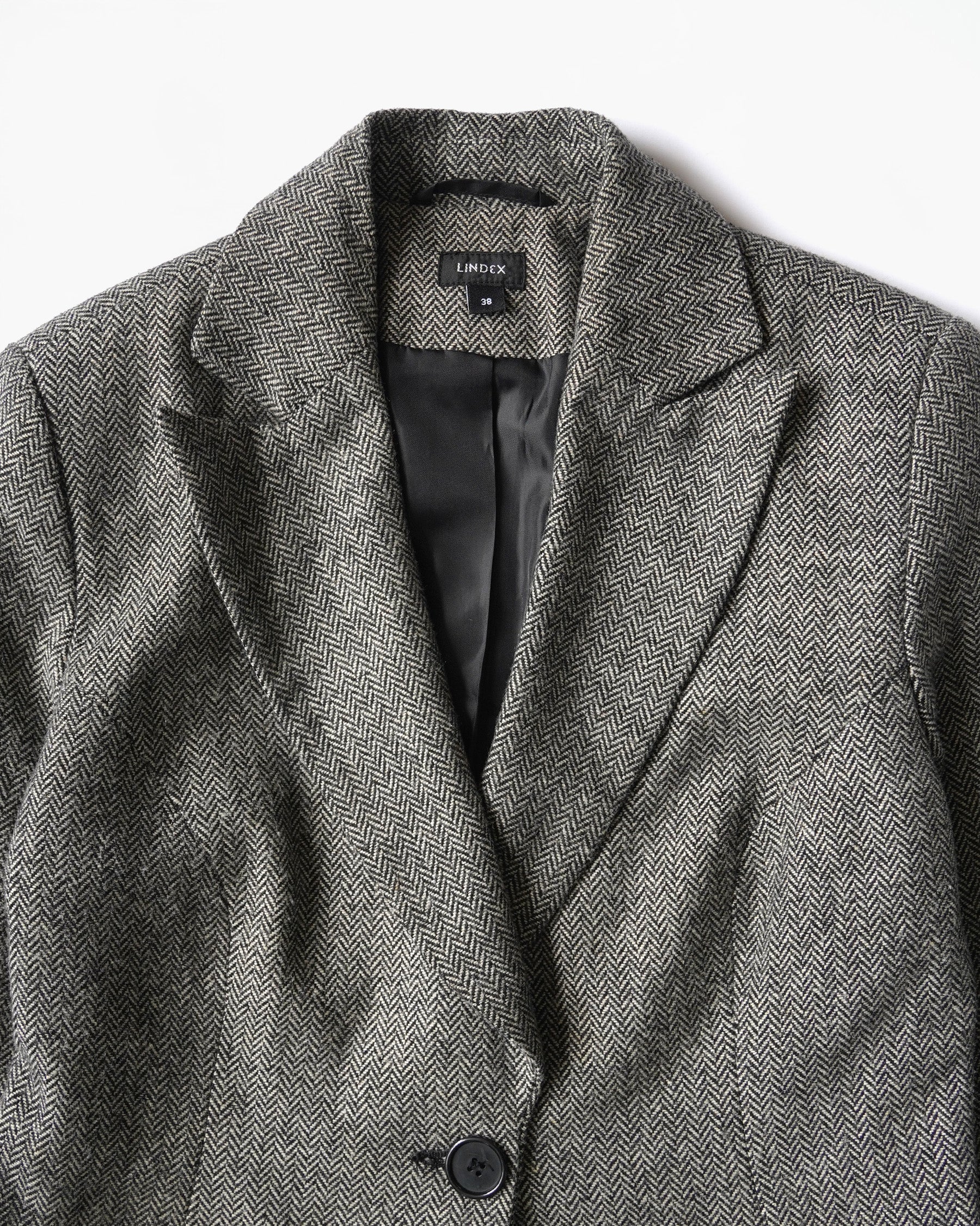 90s Cropped Herringbone Tailored Jacket