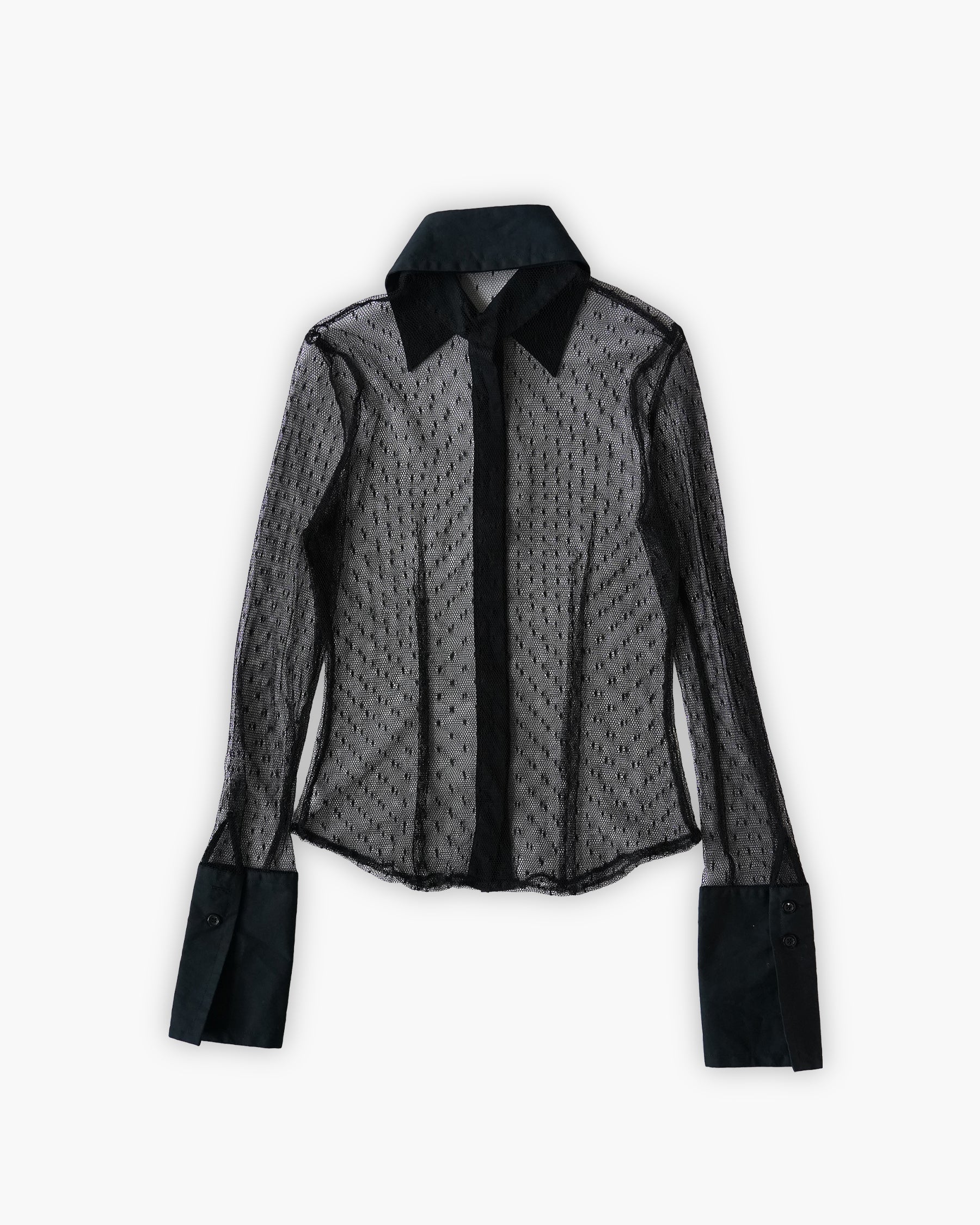 Patterned Sheer Mesh Shirt