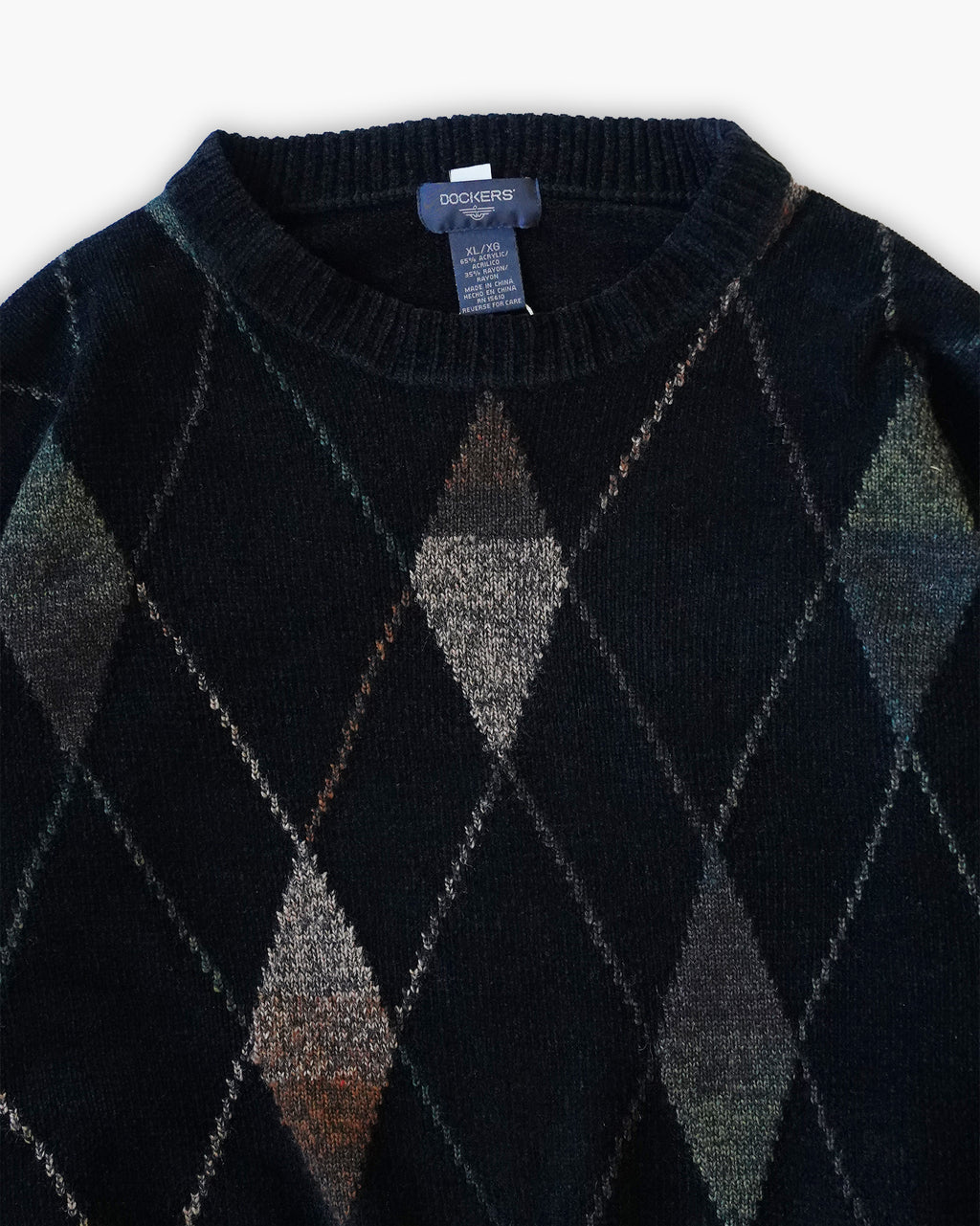 Acrylic x Rayon Crew Neck Patterned Sweater