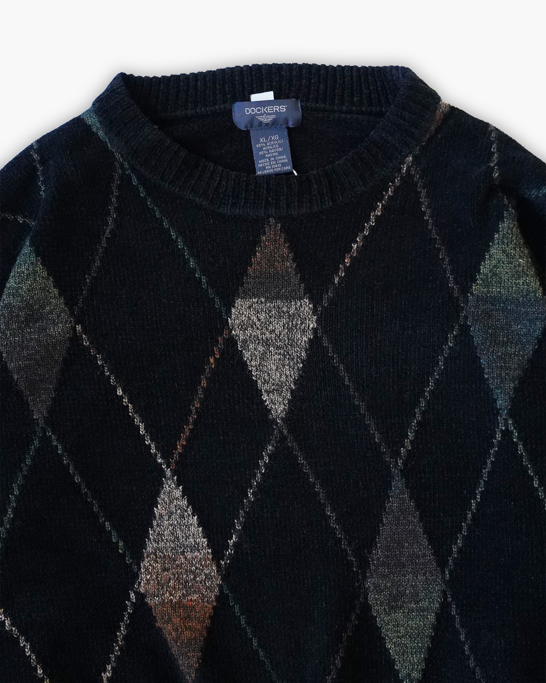 Acrylic x Rayon Crew Neck Patterned Sweater