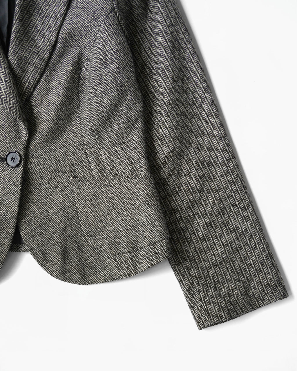 90s Cropped Herringbone Tailored Jacket