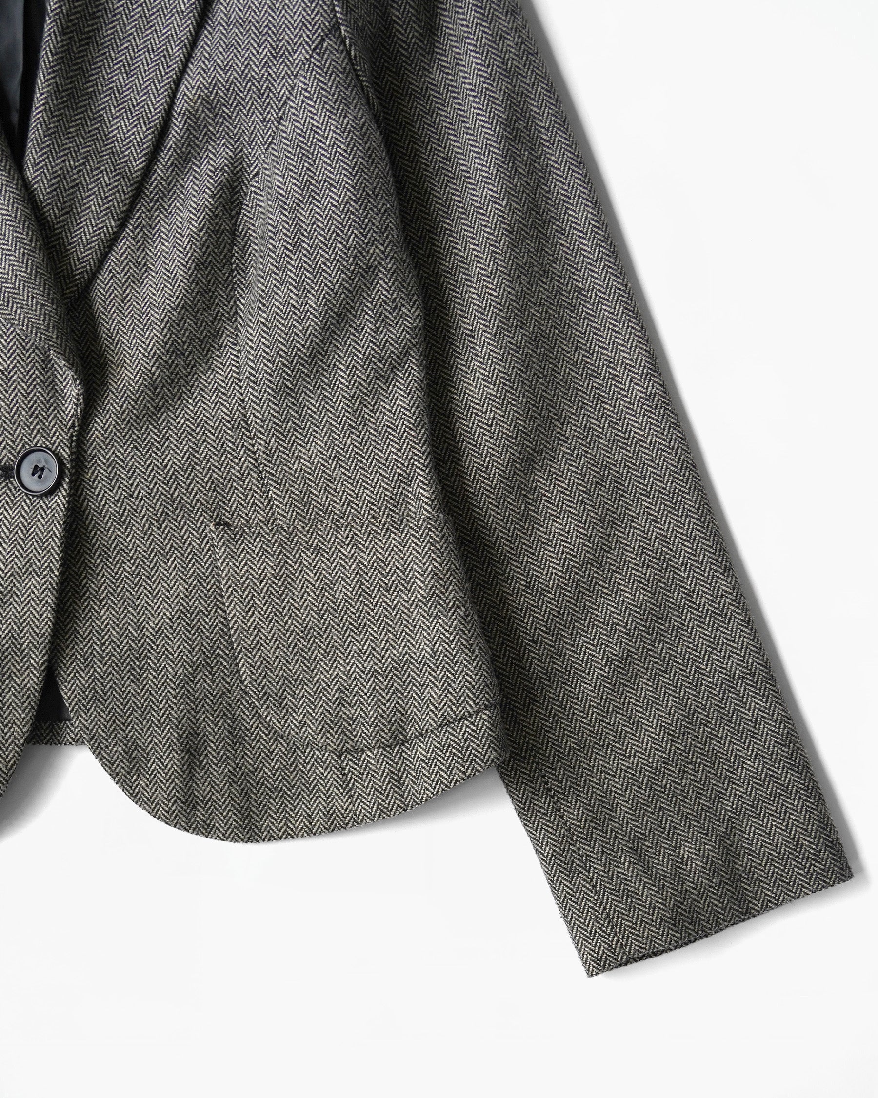 90s Cropped Herringbone Tailored Jacket