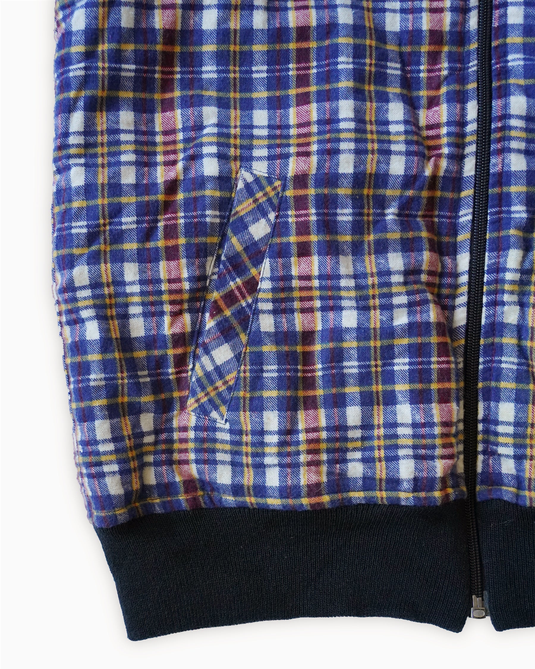 Plaid Quilting Vest - Navy / White