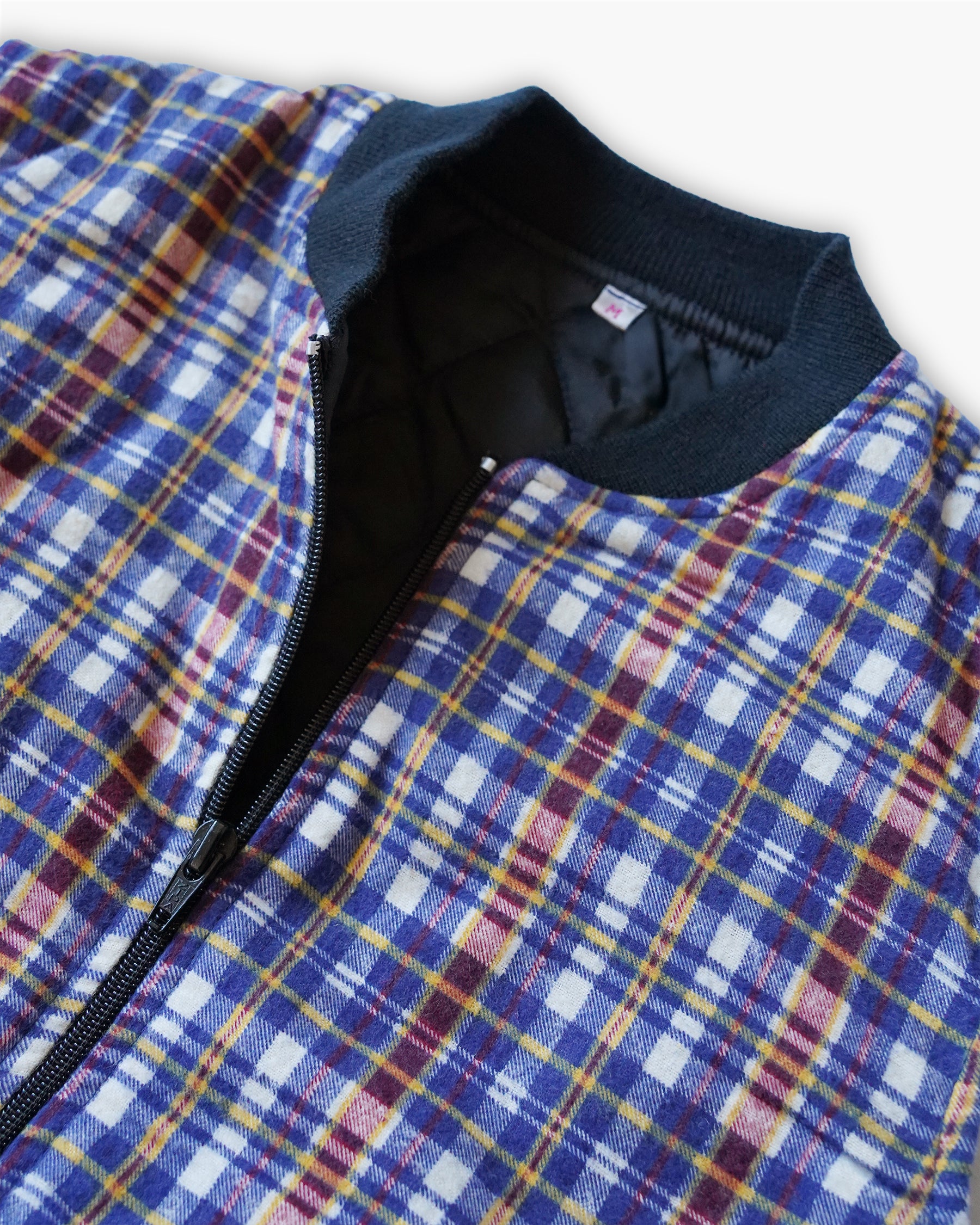 Plaid Quilting Vest - Navy / White