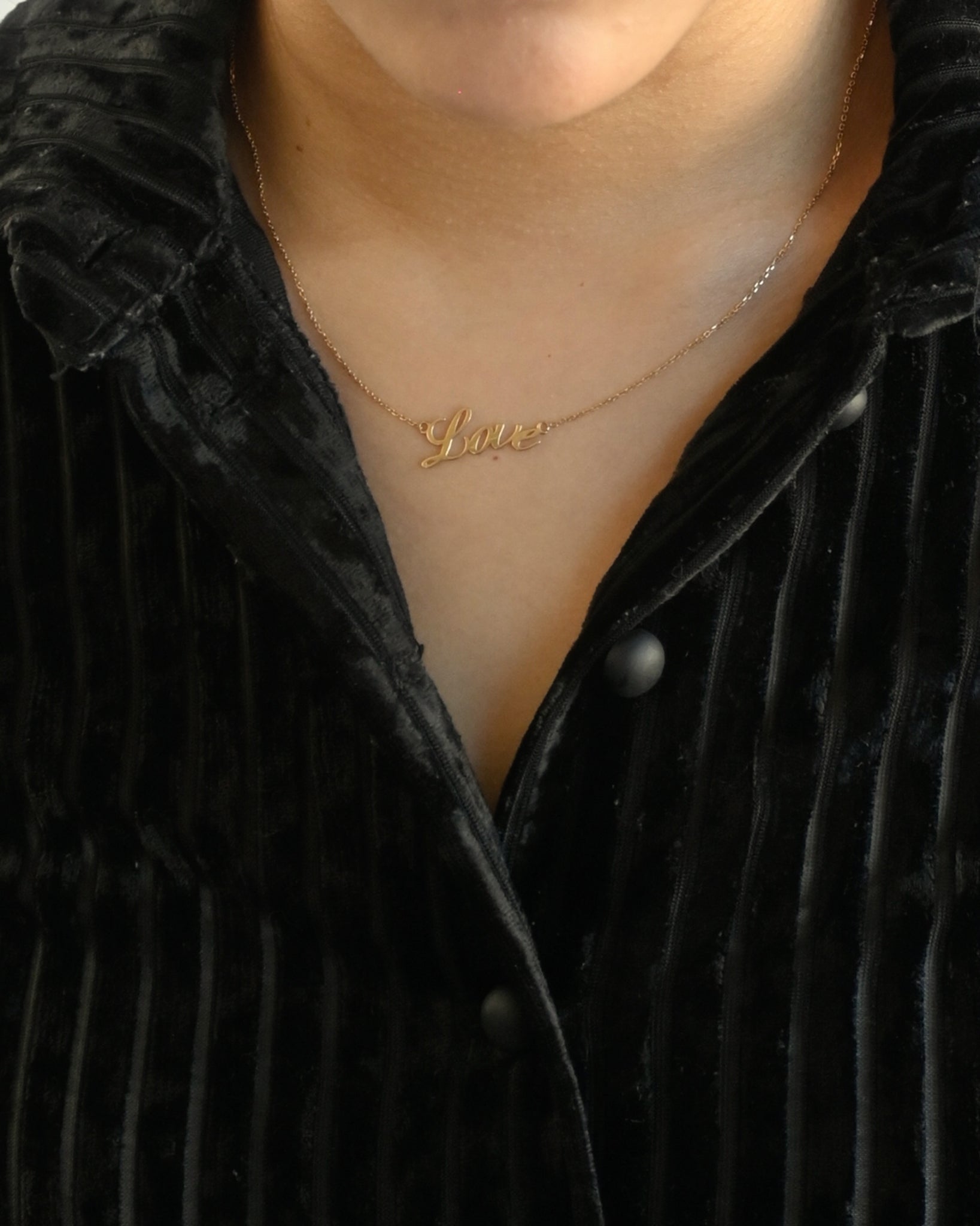 14k Gold "Hand Writing - Love" Necklace