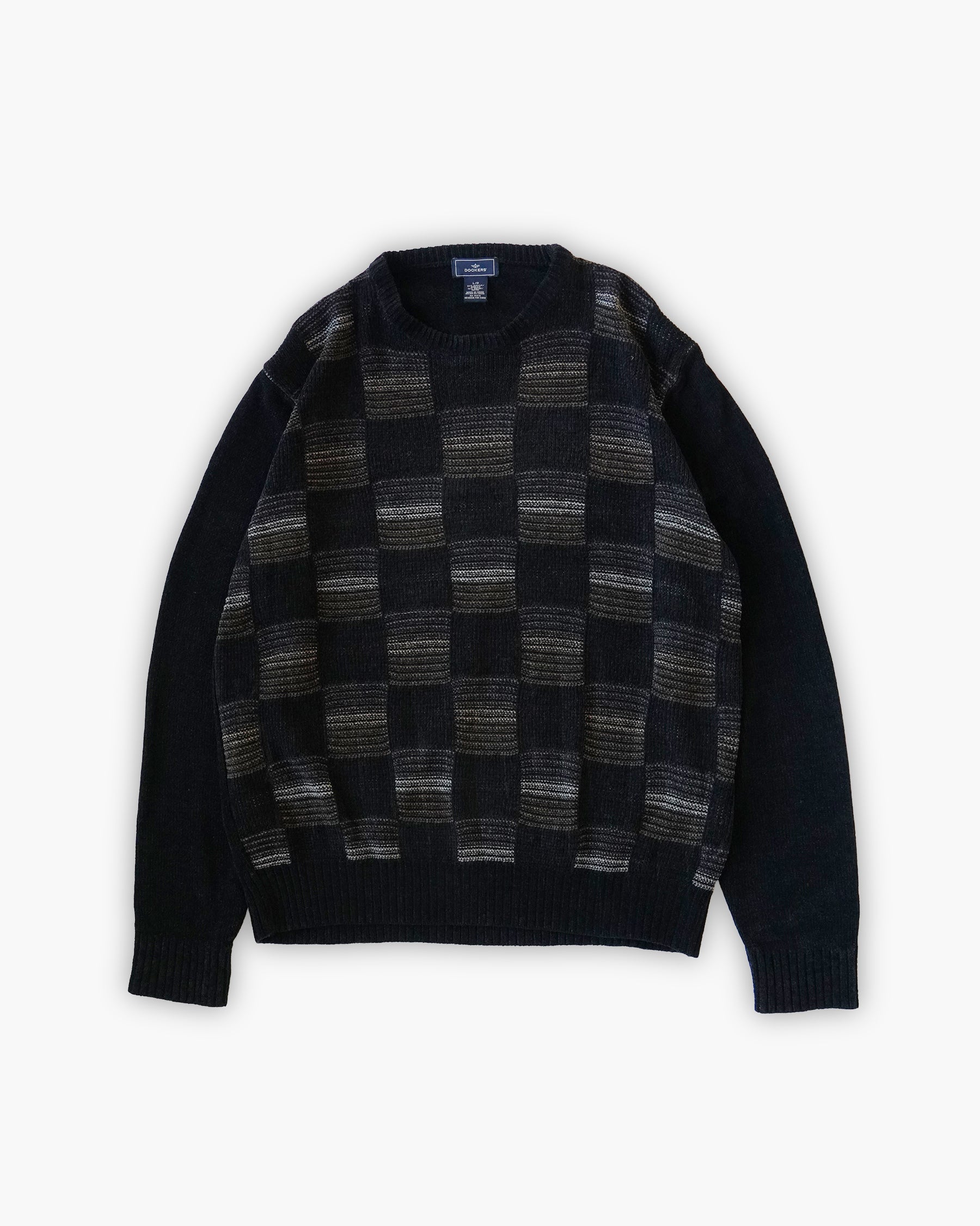 Acrylic x Rayon Crew Neck Patterned Sweater